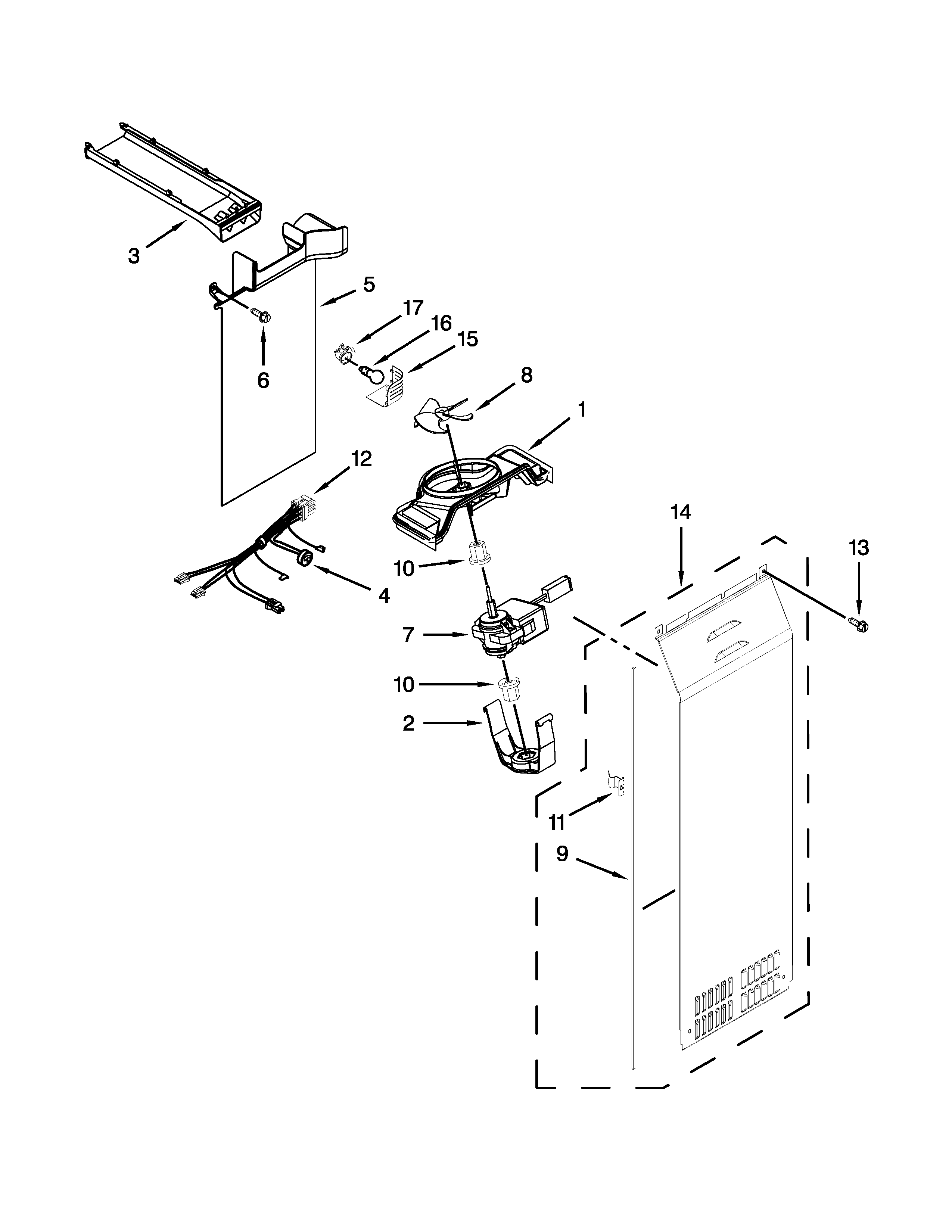 Kenmore 10651782412 air flow parts diagram