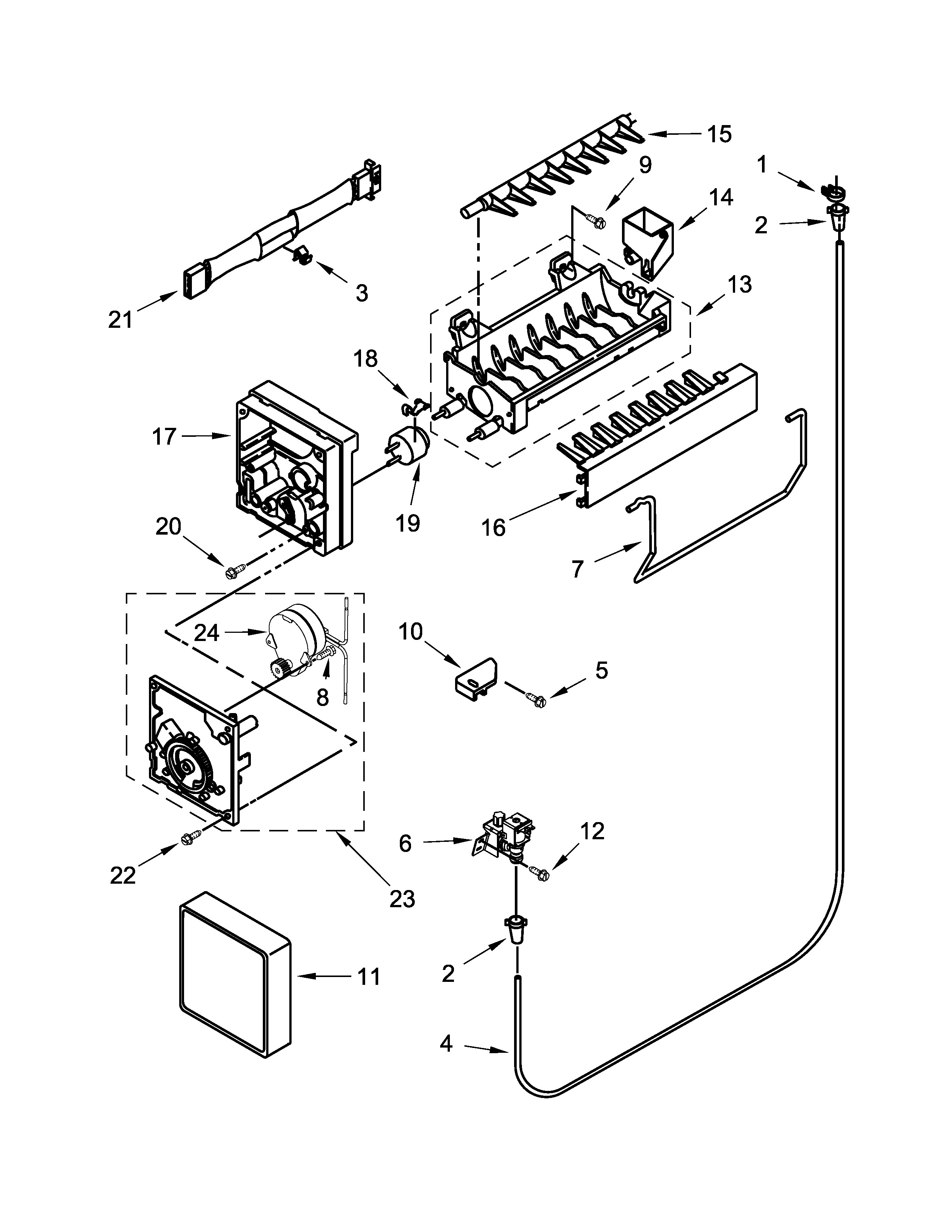 Kenmore 10672152111 ice maker diagram