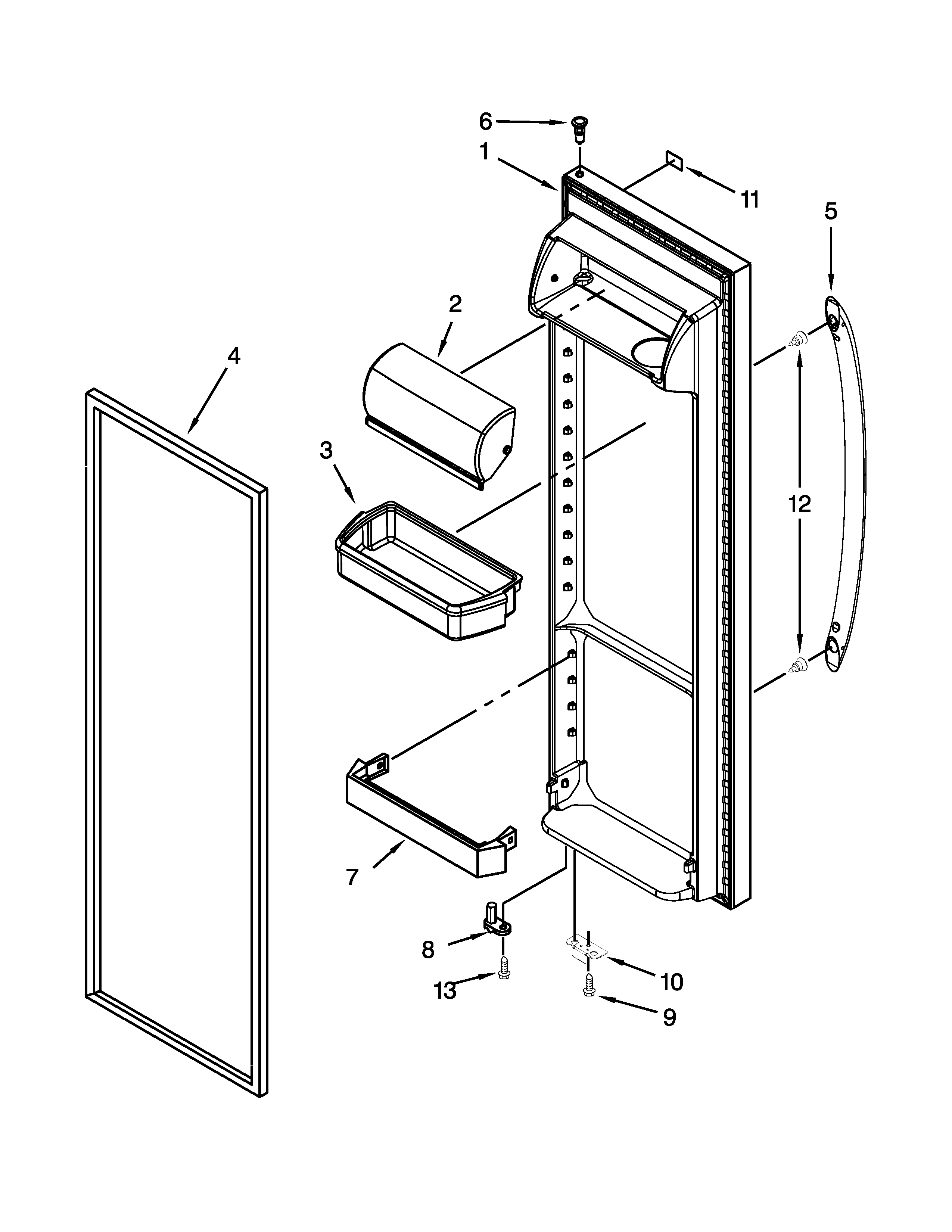 Kenmore 10651129212 refrigerator door parts diagram