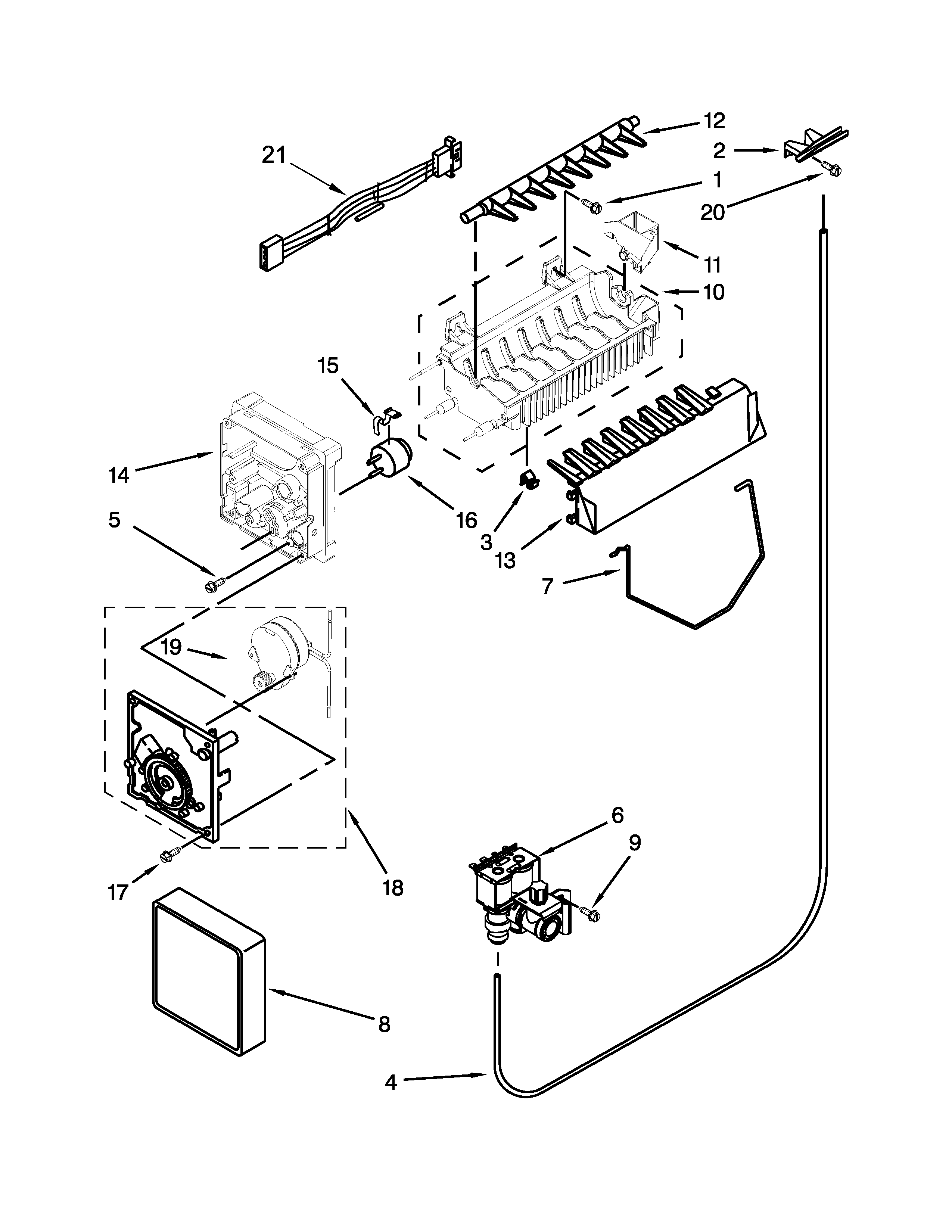 Kenmore 10651129212 ice maker parts diagram