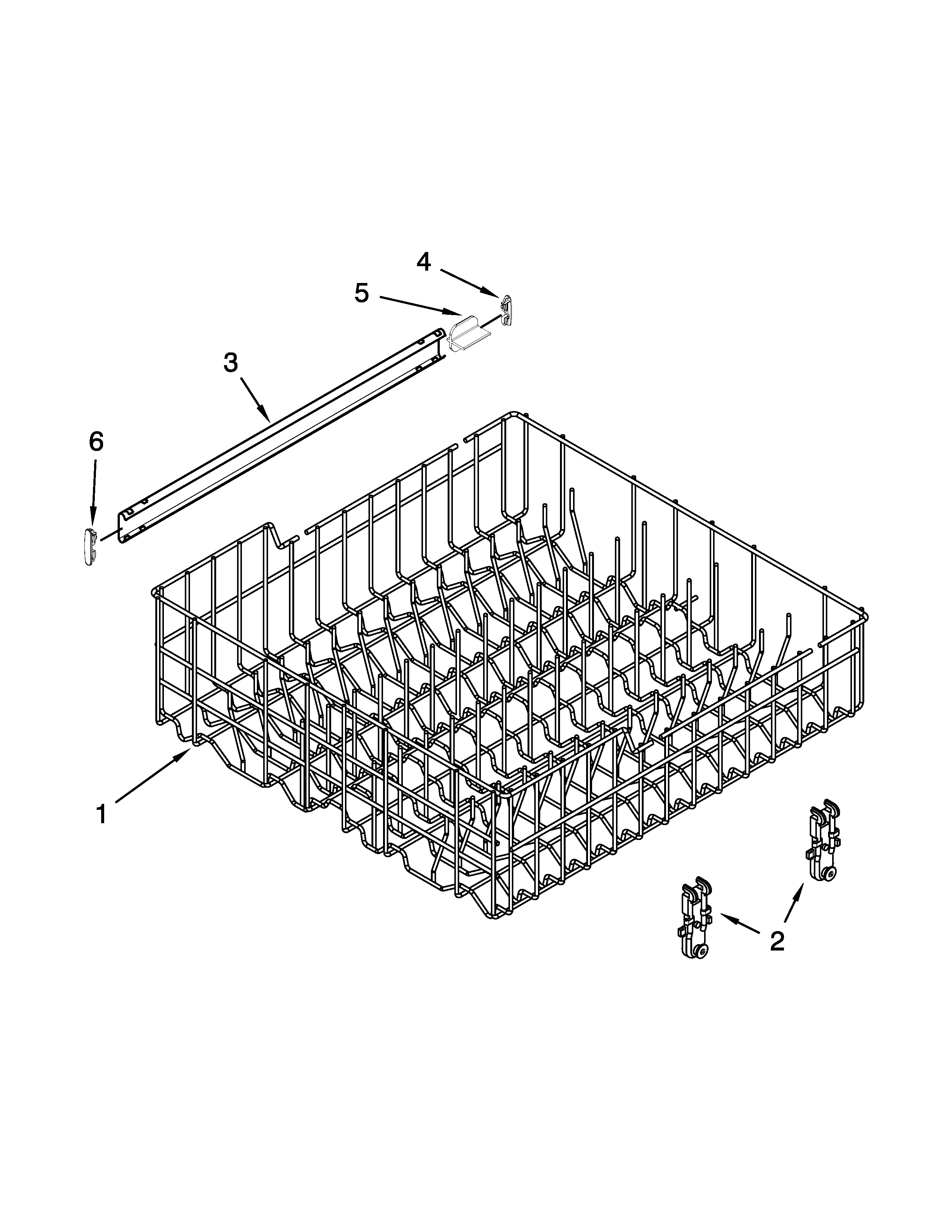 Kenmore 66514313N411 upper rack and track parts diagram