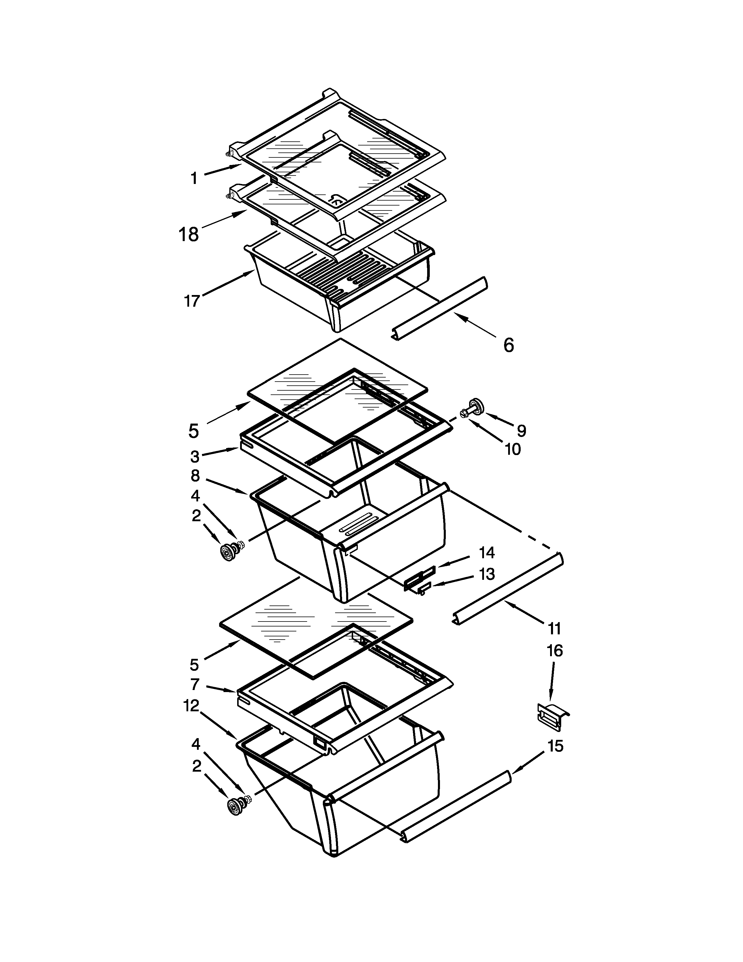 Kenmore 10641159212 refrigerator shelf parts diagram