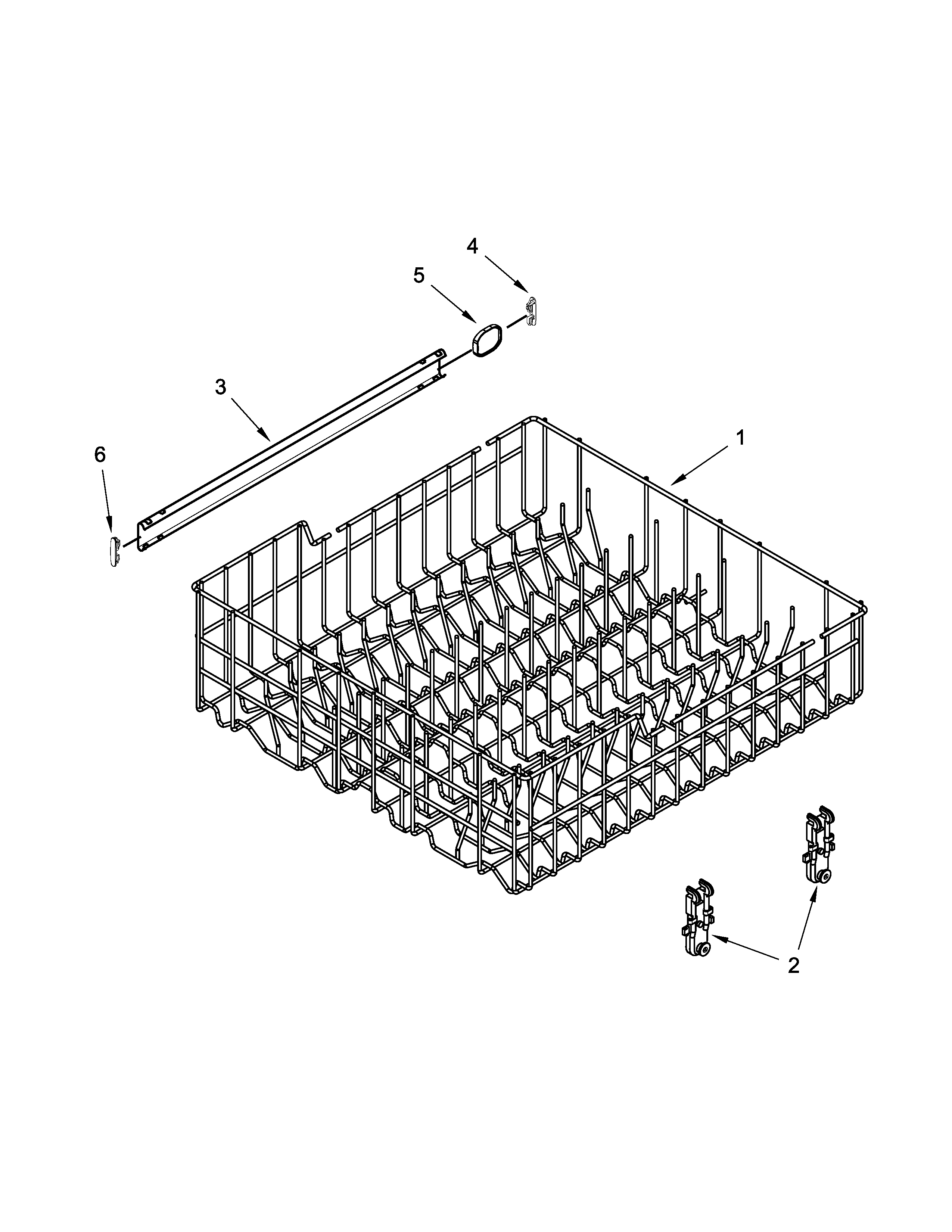 Kenmore 66513099N412 upper rack and track parts diagram