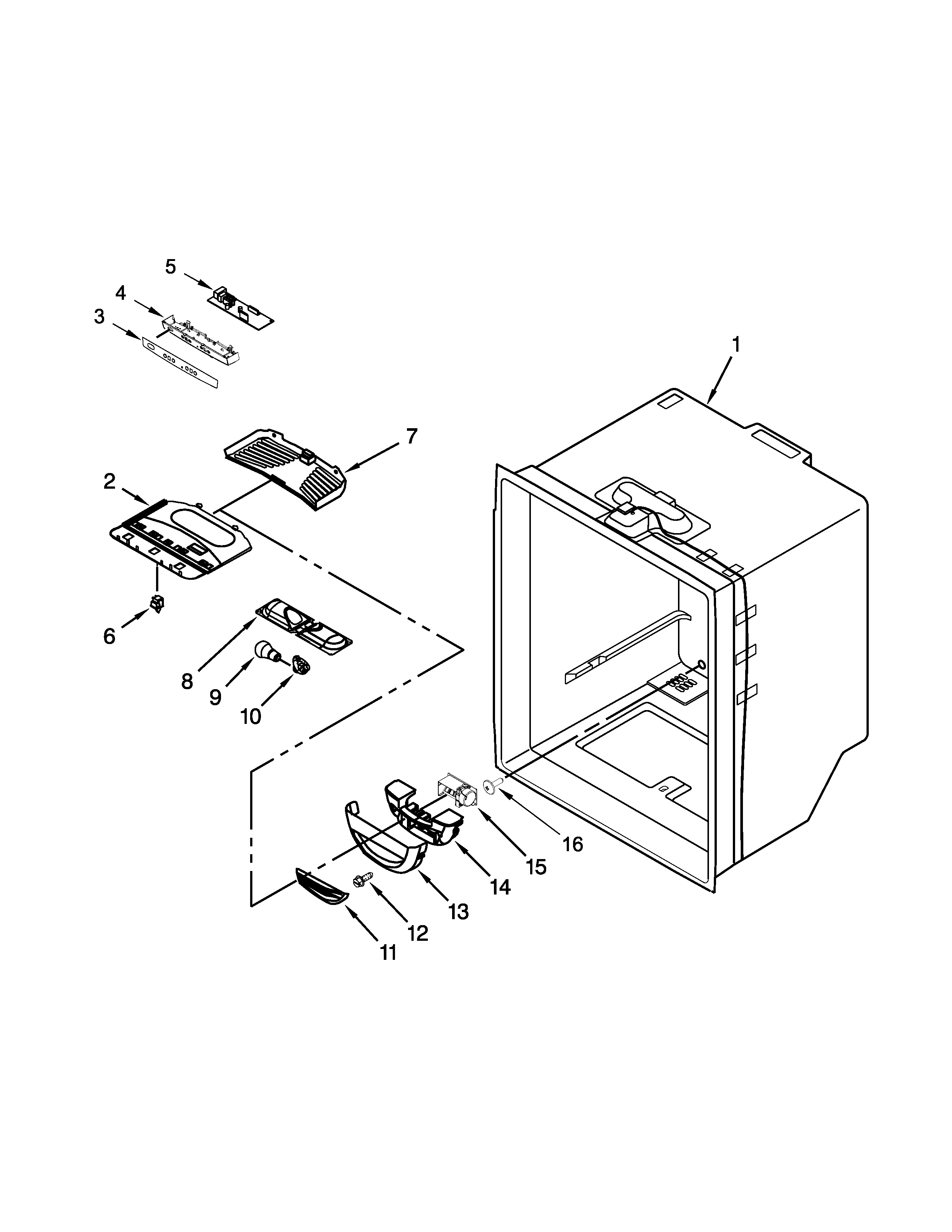Kenmore 59679343510 refrigerator liner parts diagram