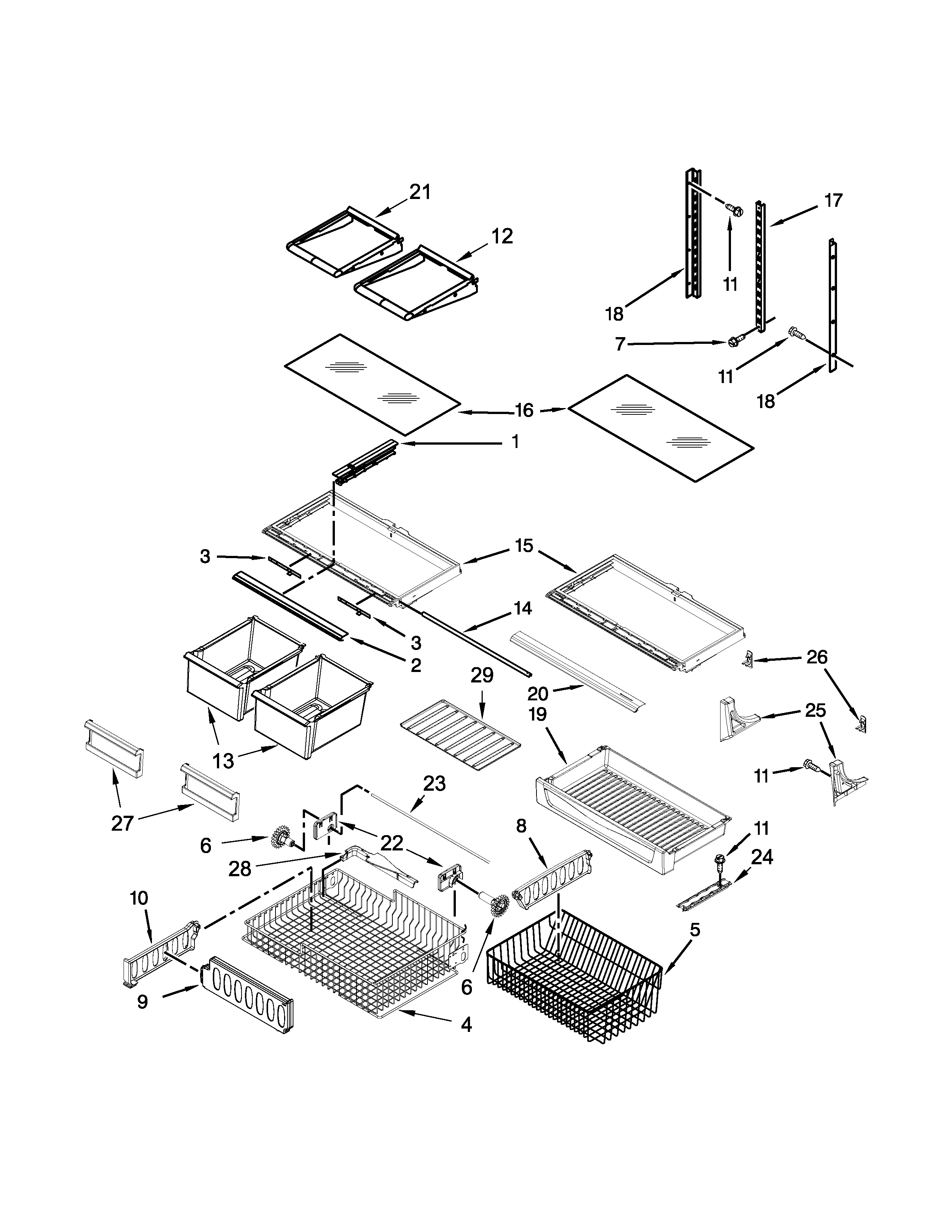 Kenmore 59679343510 shelf parts diagram