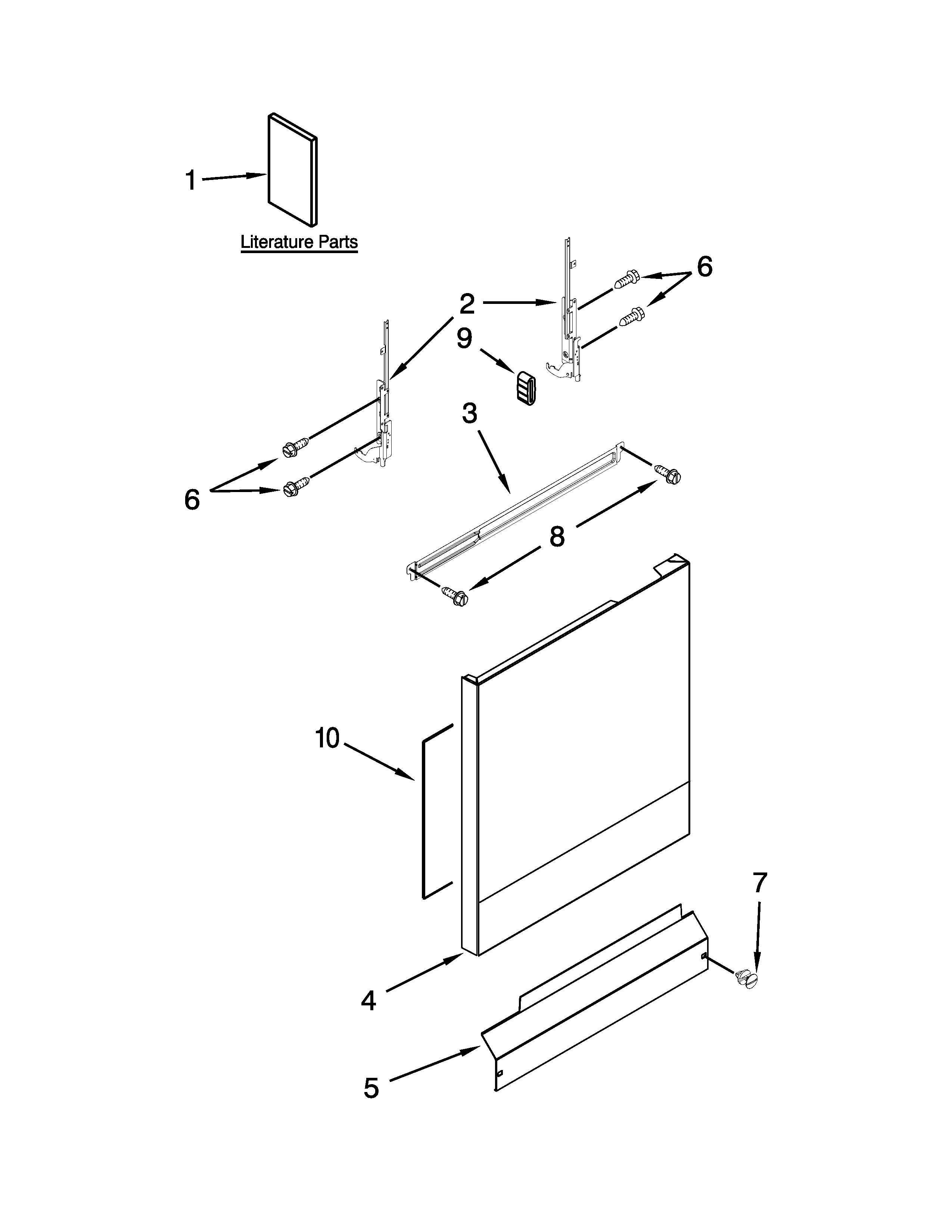 Kenmore 66514319N412 door and panel parts diagram