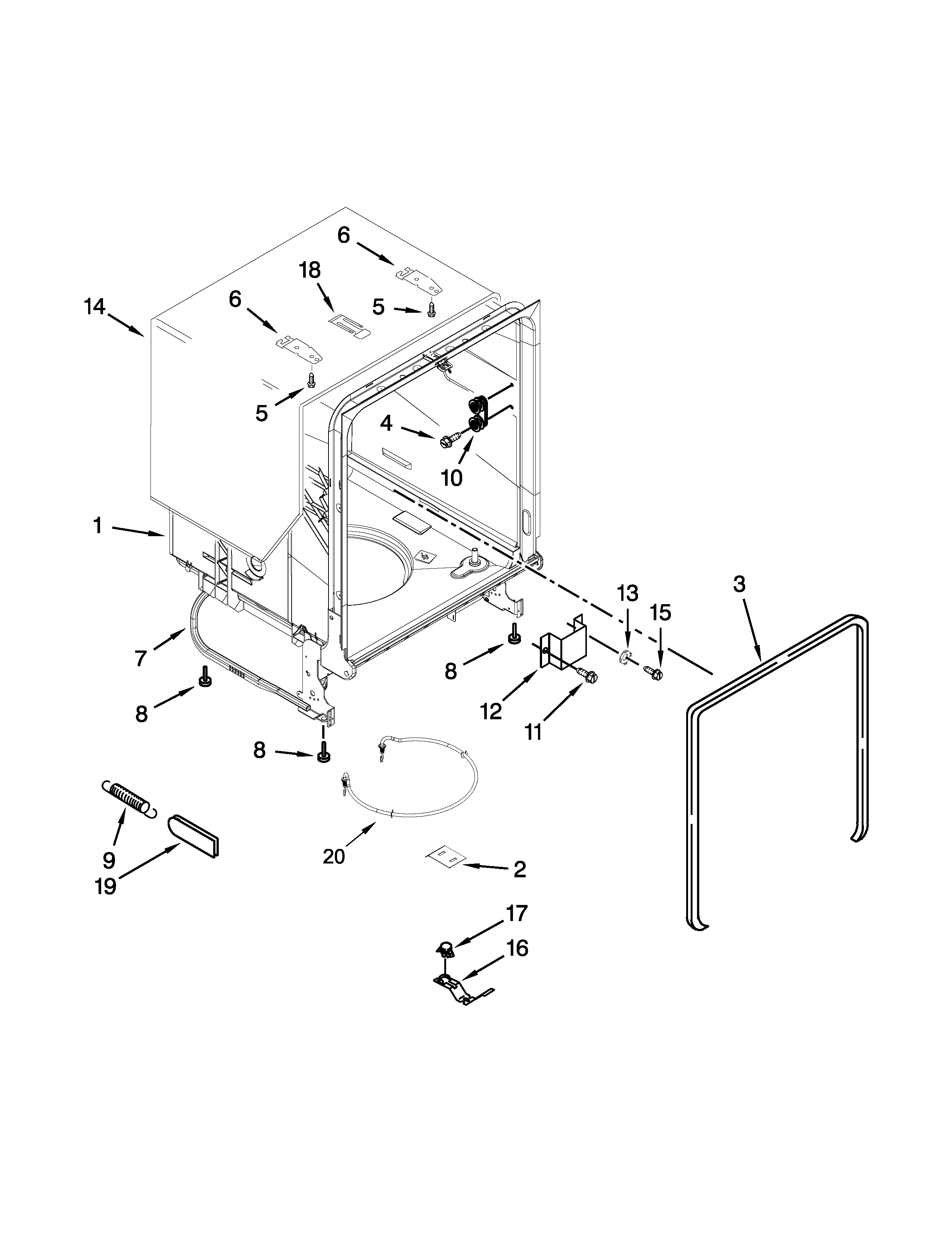 Kenmore 66515112K217 tub and frame parts diagram