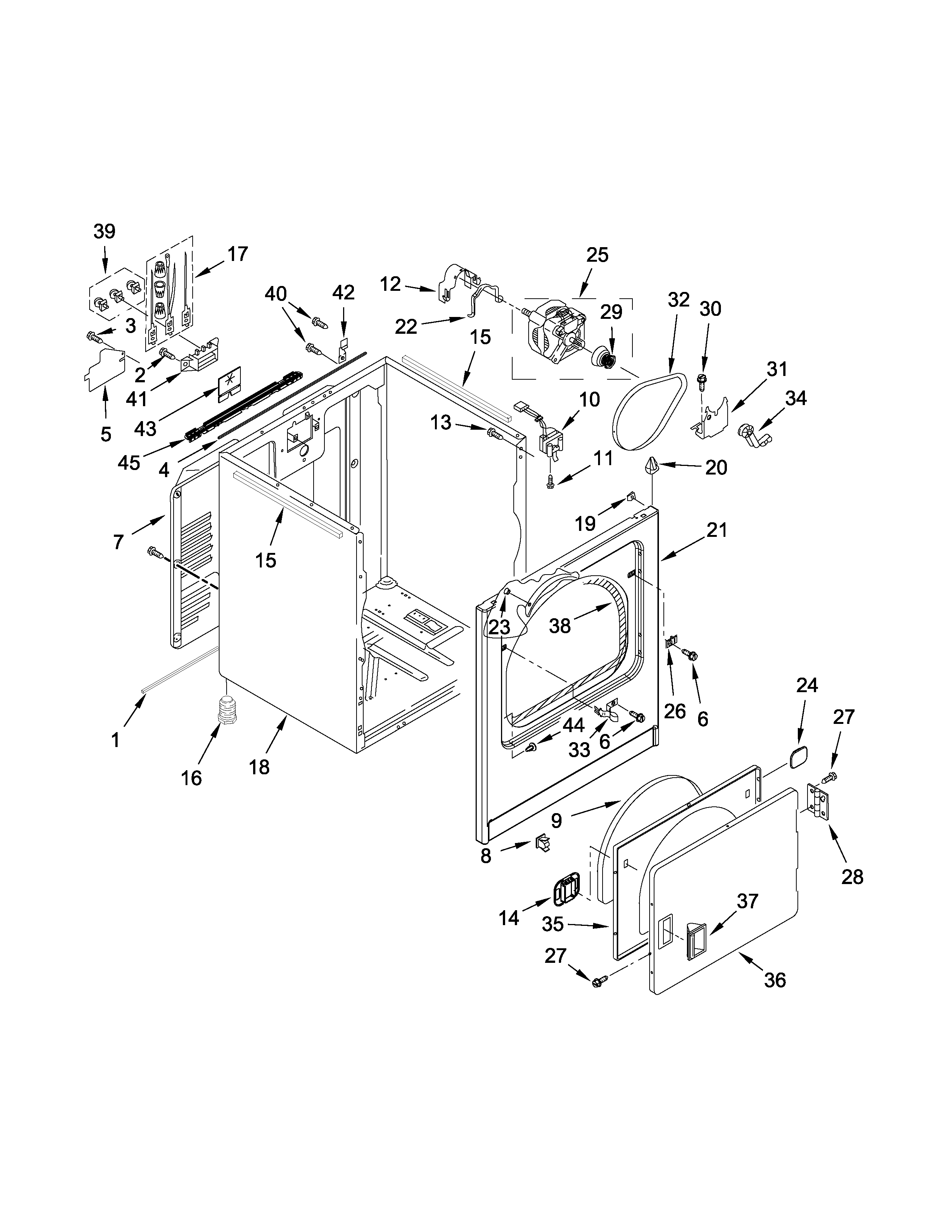 Kenmore 11066132411 cabinet parts diagram
