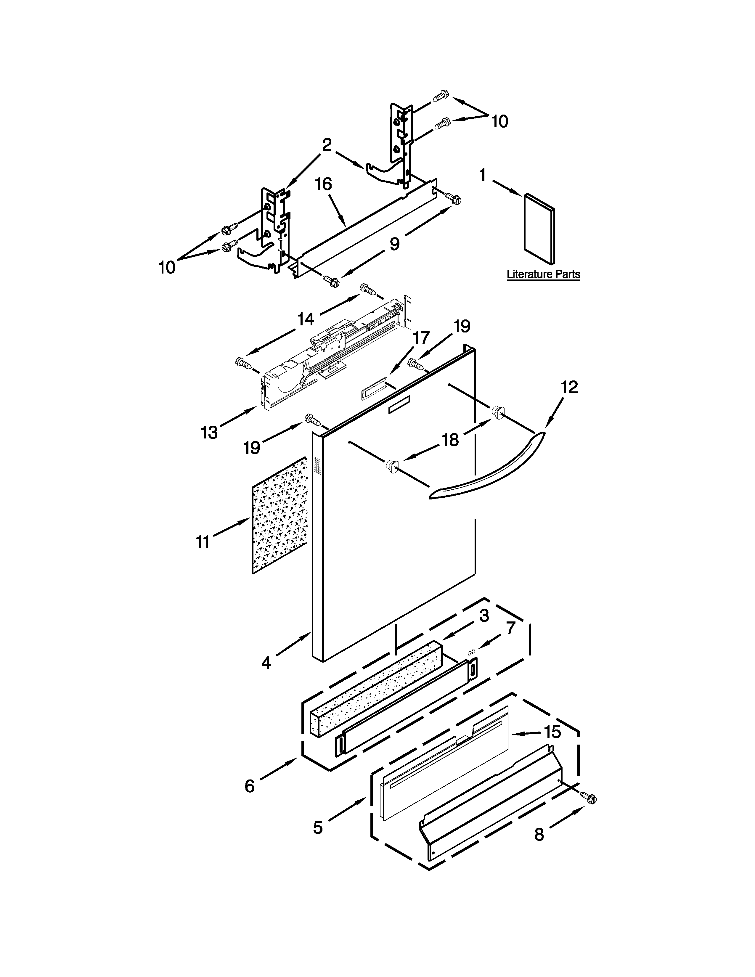 Kenmore Elite 66513972K013 door panel parts diagram