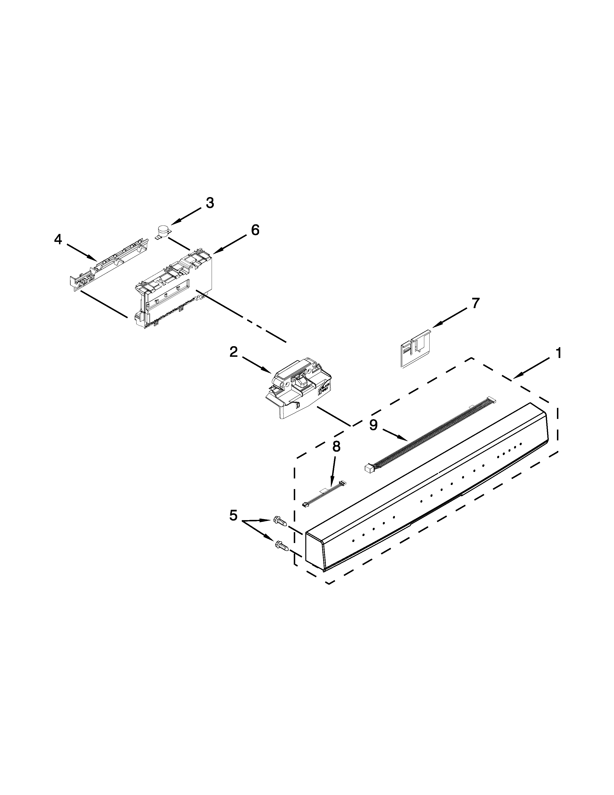 Kenmore Elite 66513972K013 control panel and latch parts diagram