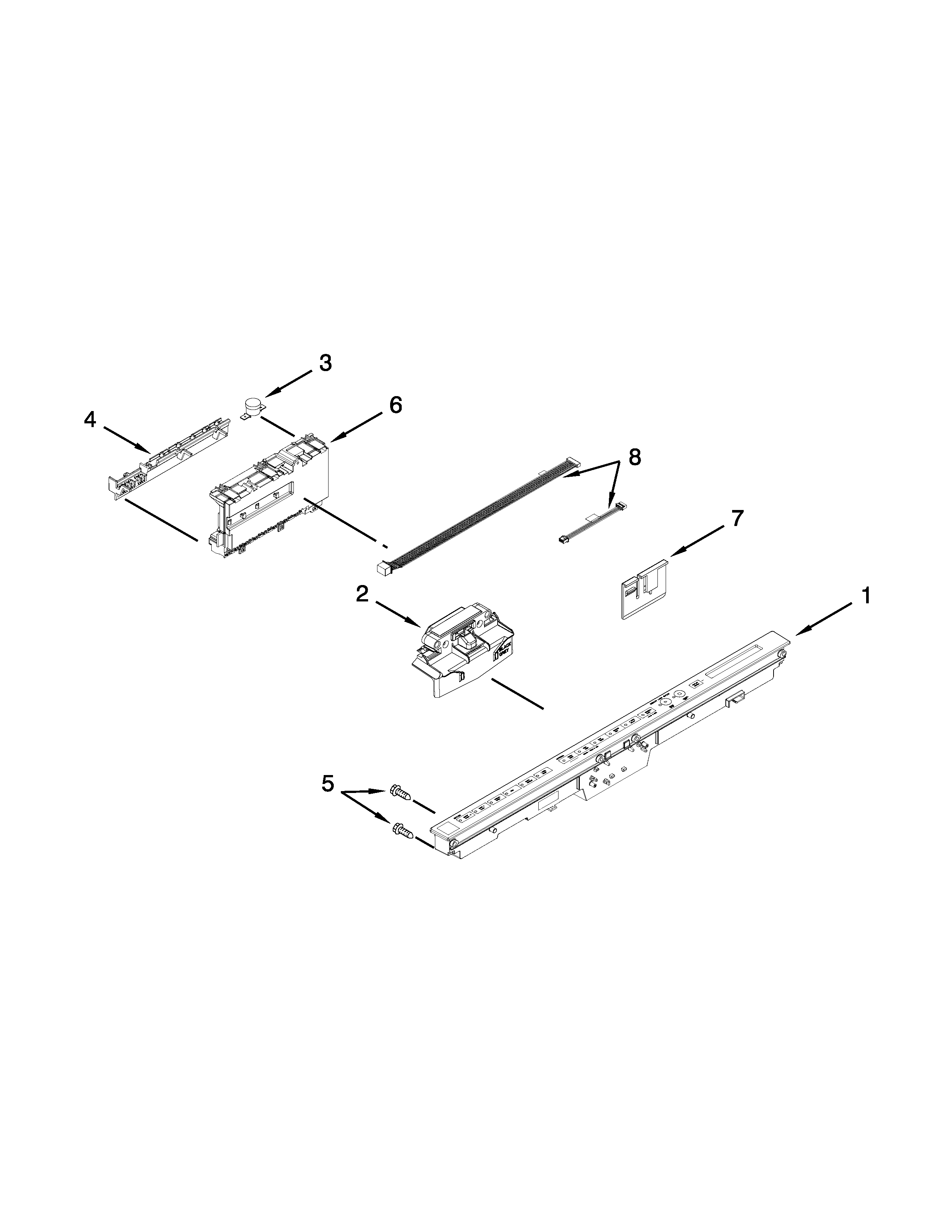Kenmore Elite 66513973K014 control panel and latch parts diagram