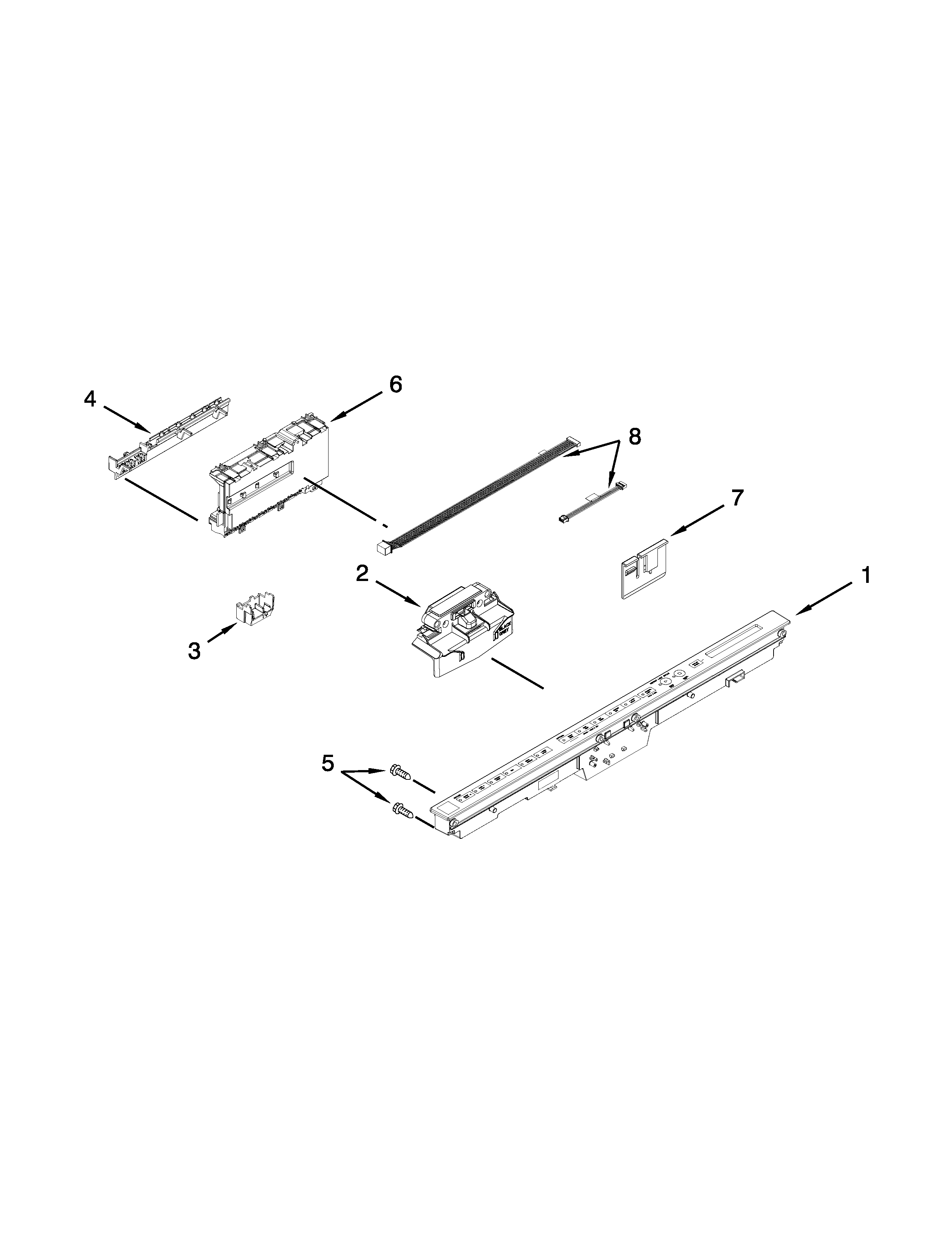 Kenmore Elite 66513973K015 control panel and latch parts diagram