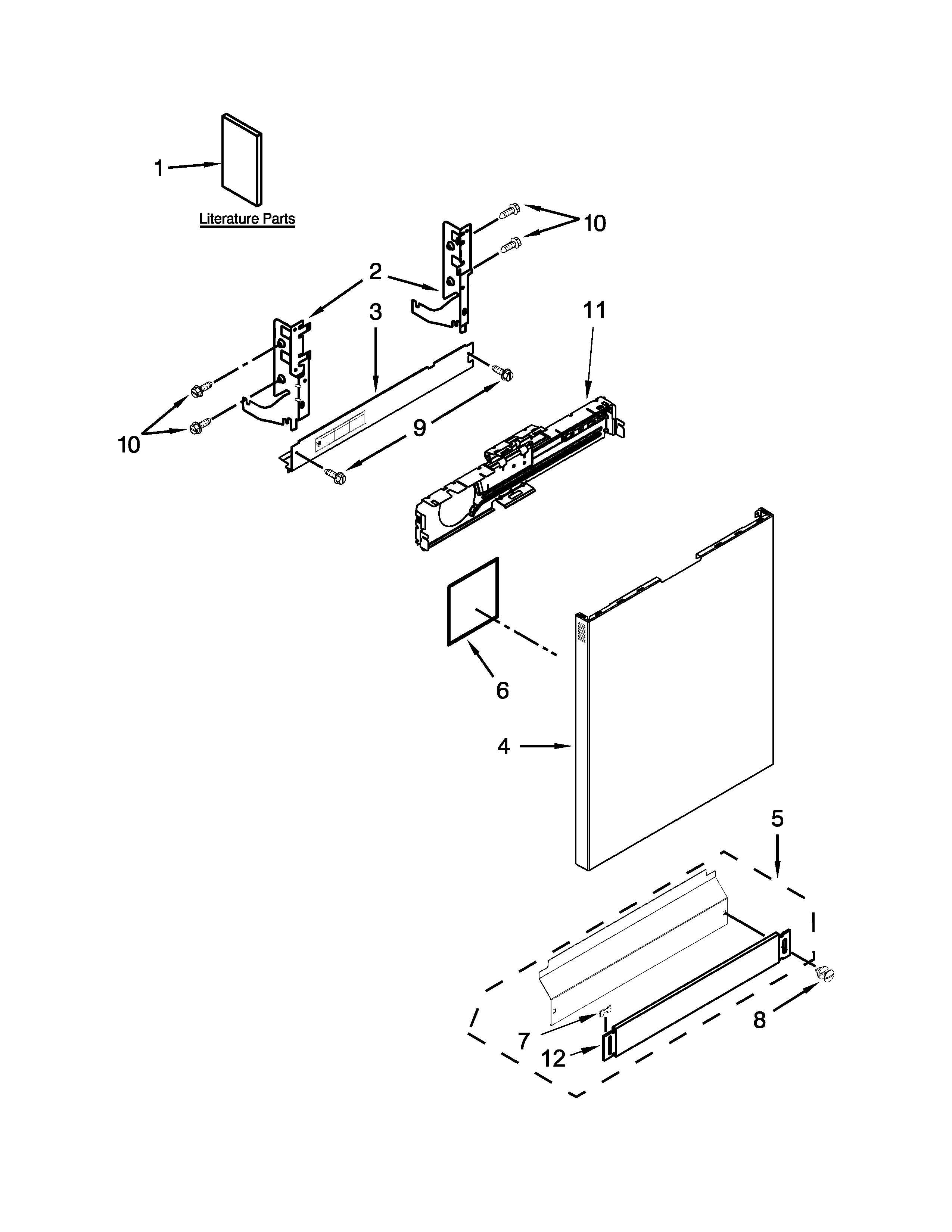 Kenmore 66513409N411 door and panel parts diagram