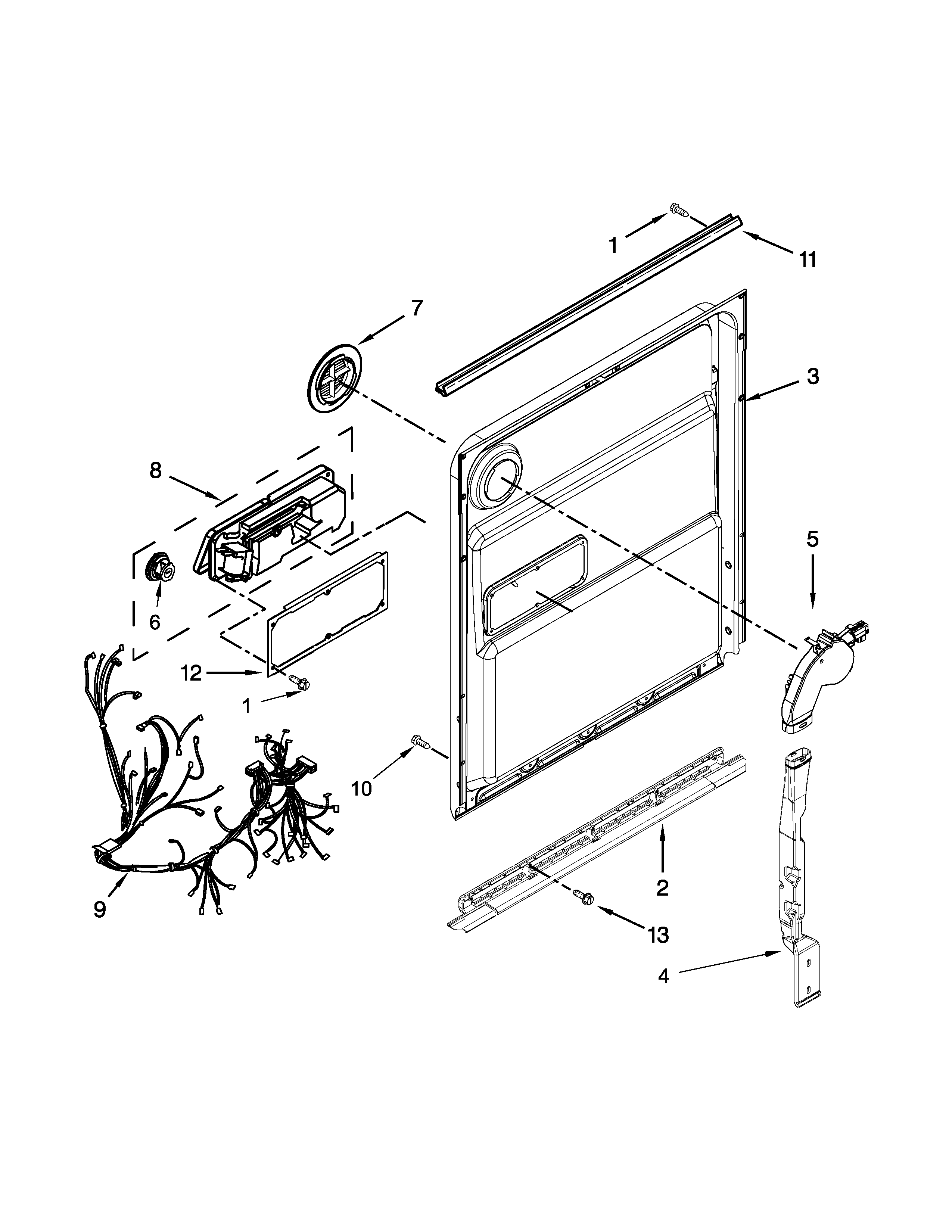 Kenmore 66513409N411 inner door parts diagram
