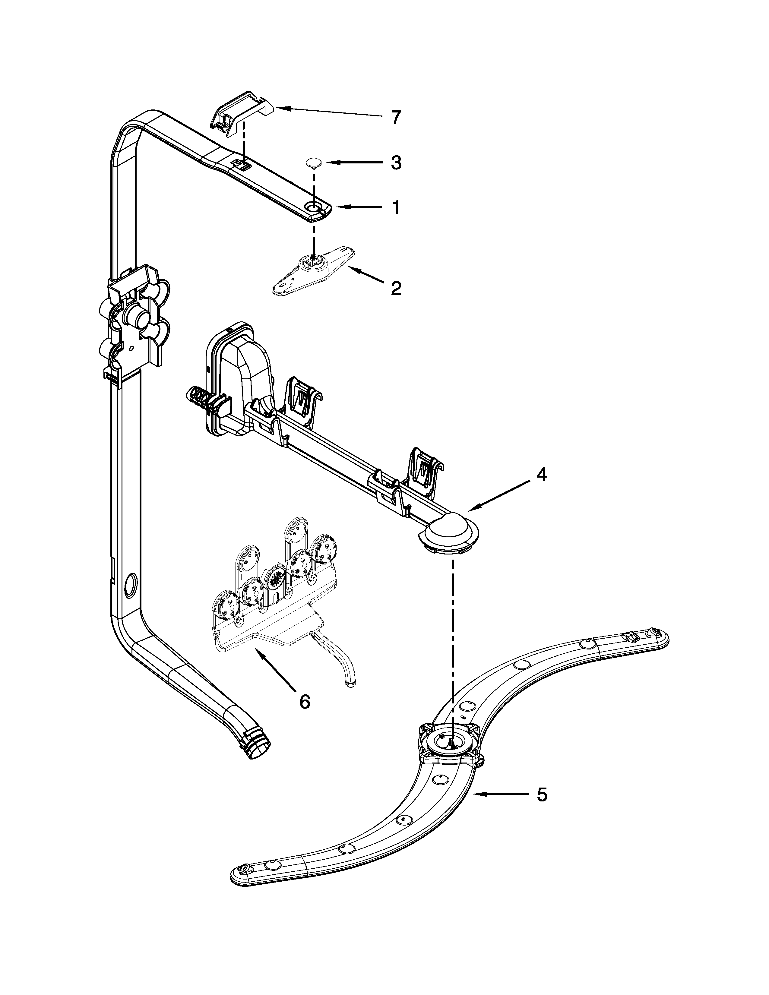 Kenmore 66513409N411 upper wash and rinse parts diagram