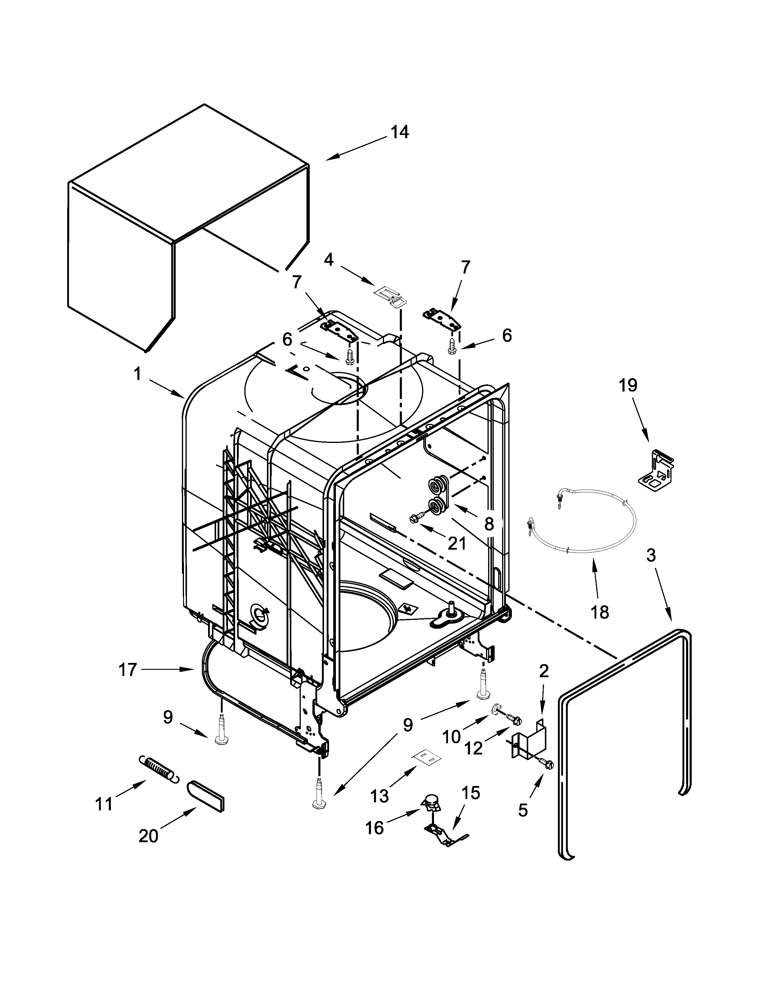 Kenmore 66513004N510 tub and frame parts diagram