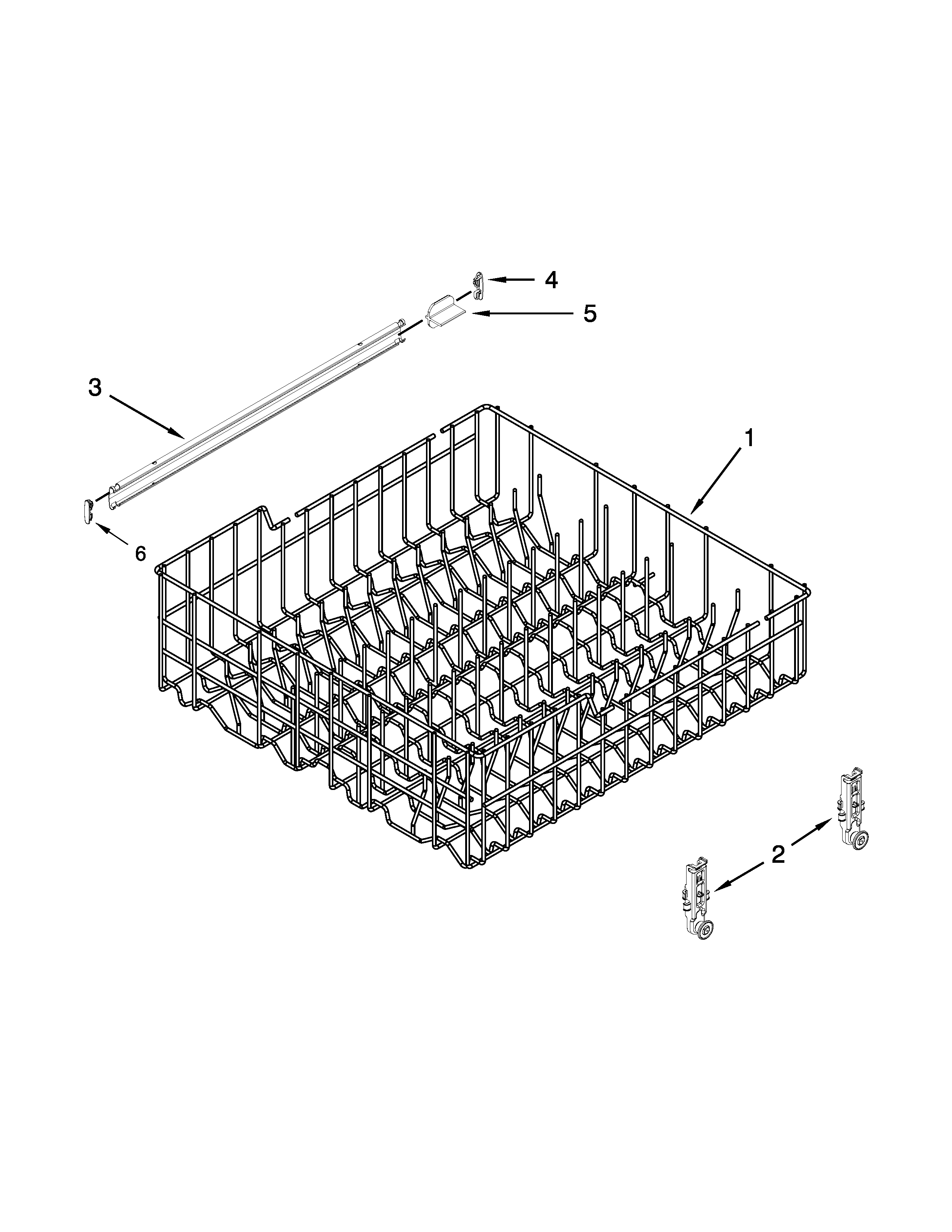 Kenmore 66513004N510 upper rack and track parts diagram
