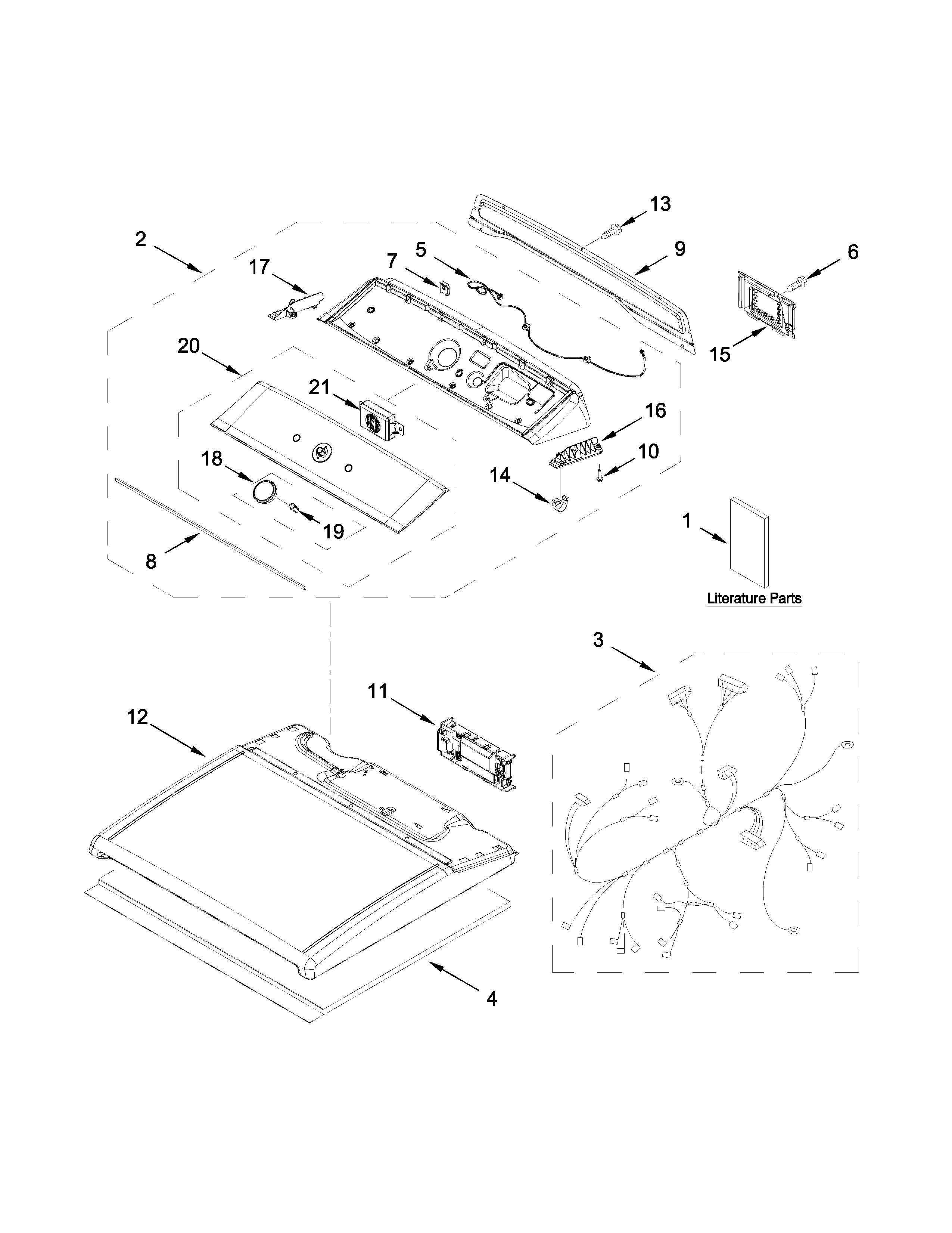 Kenmore 11068133413 top and console parts diagram