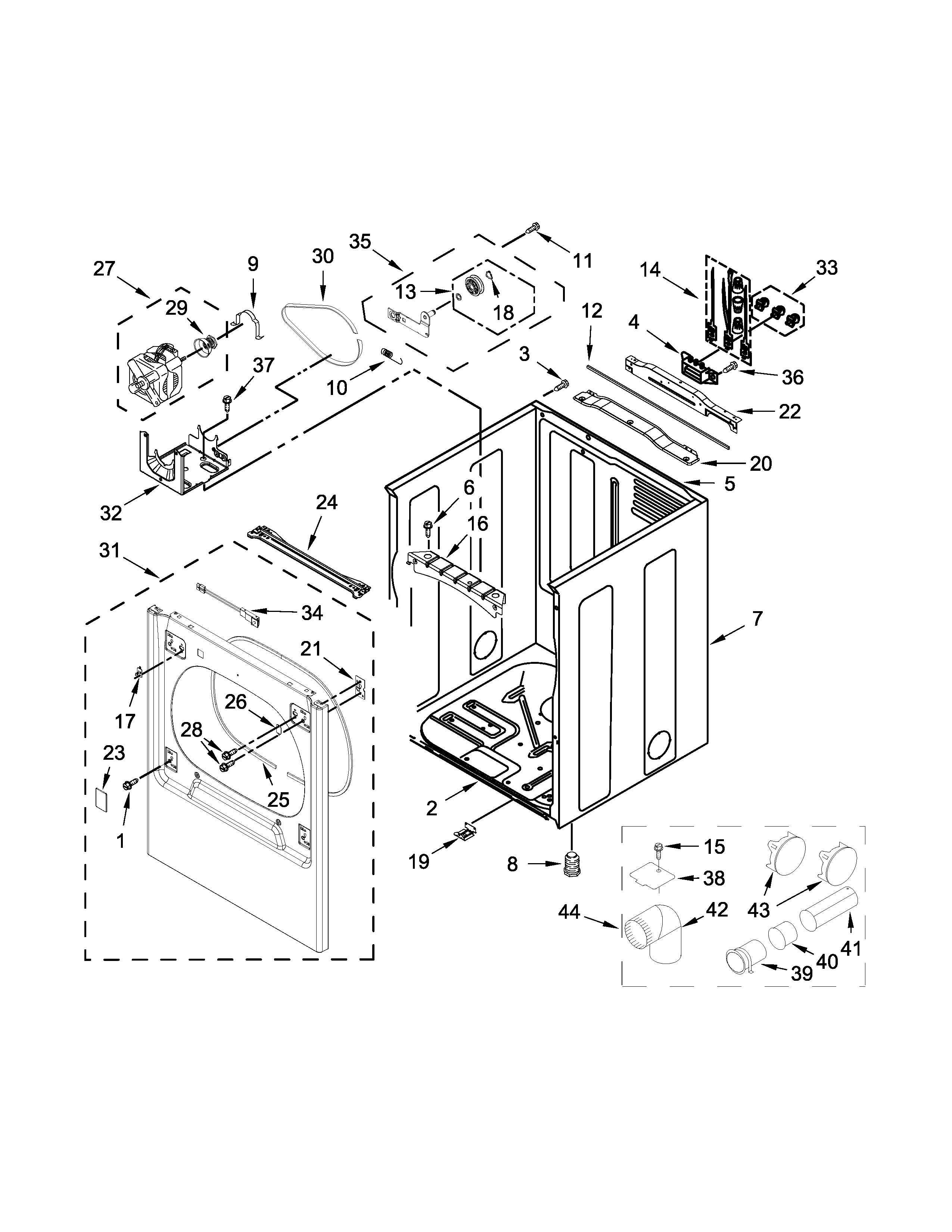 Kenmore 11068133413 cabinet parts diagram