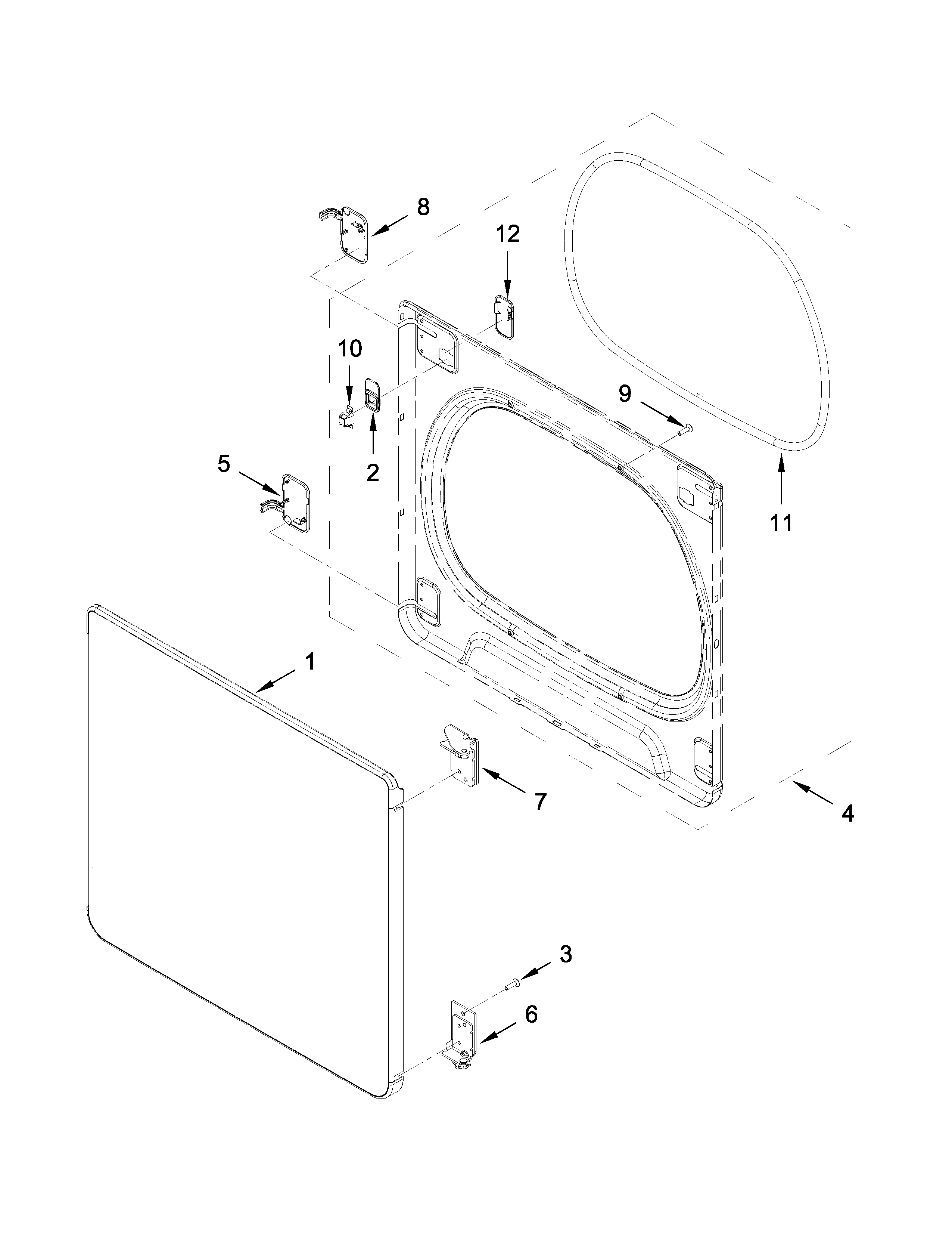 Kenmore 11068133413 door parts diagram