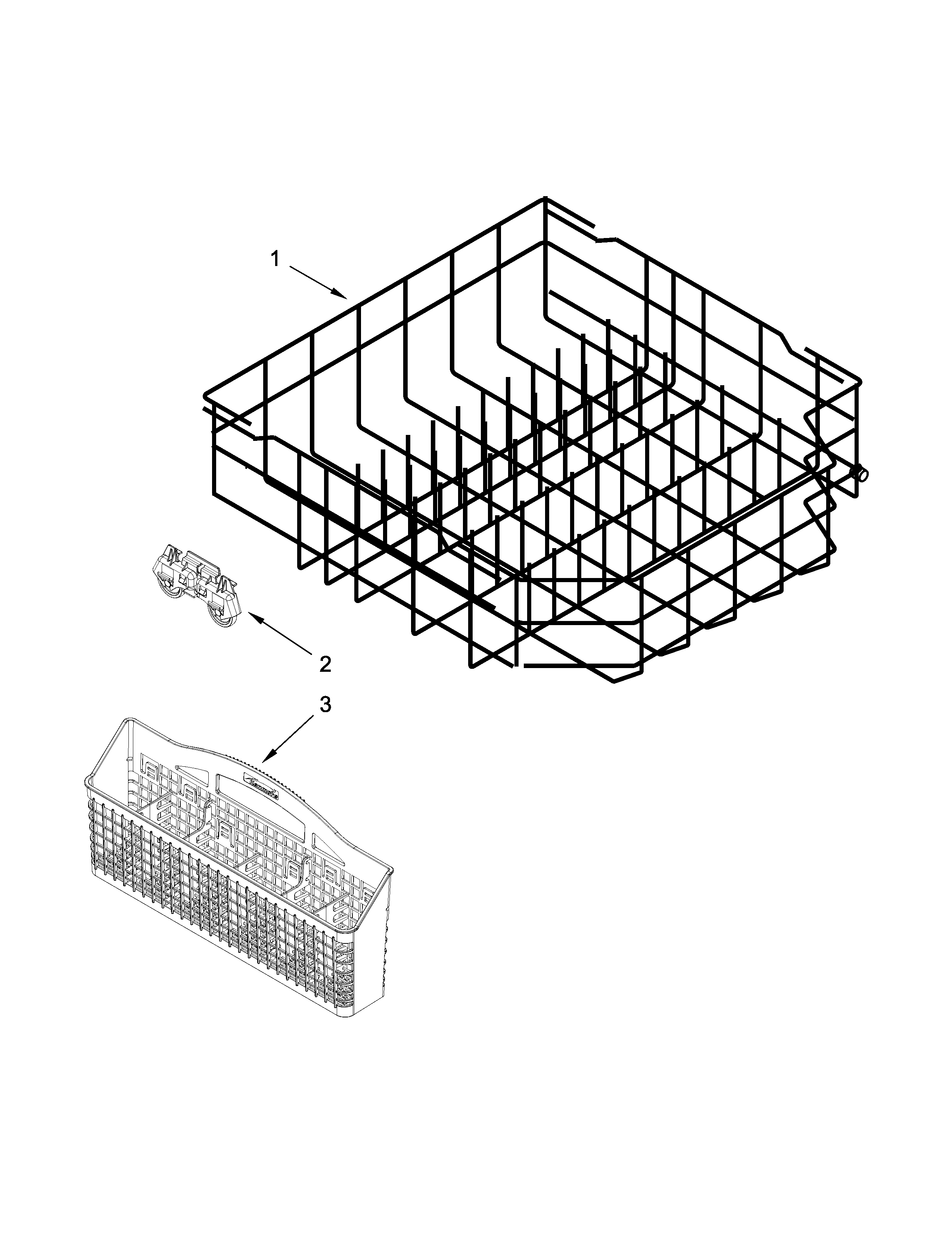 Kenmore 66513479N411 lower rack parts diagram
