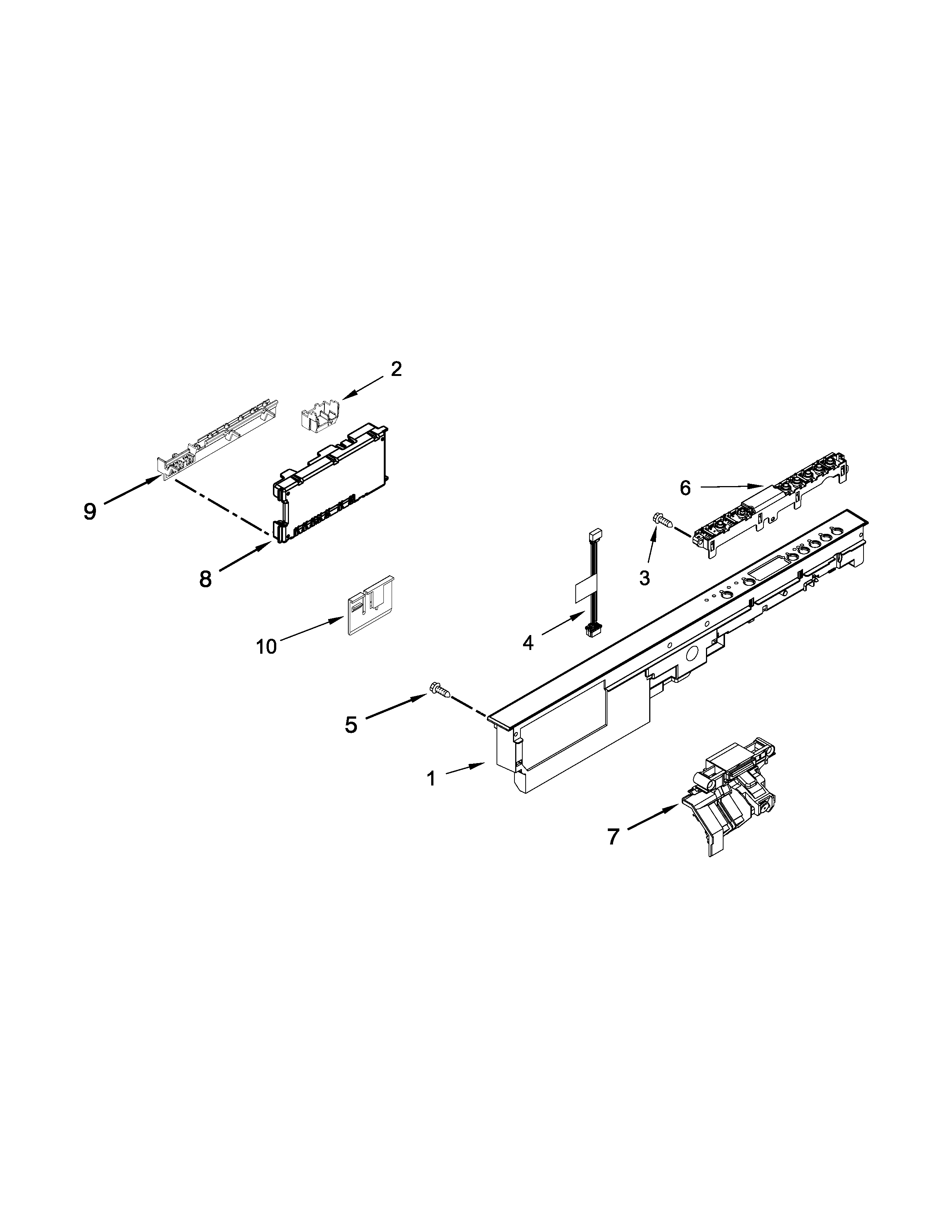Kenmore 66513479N410 control panel and latch parts diagram