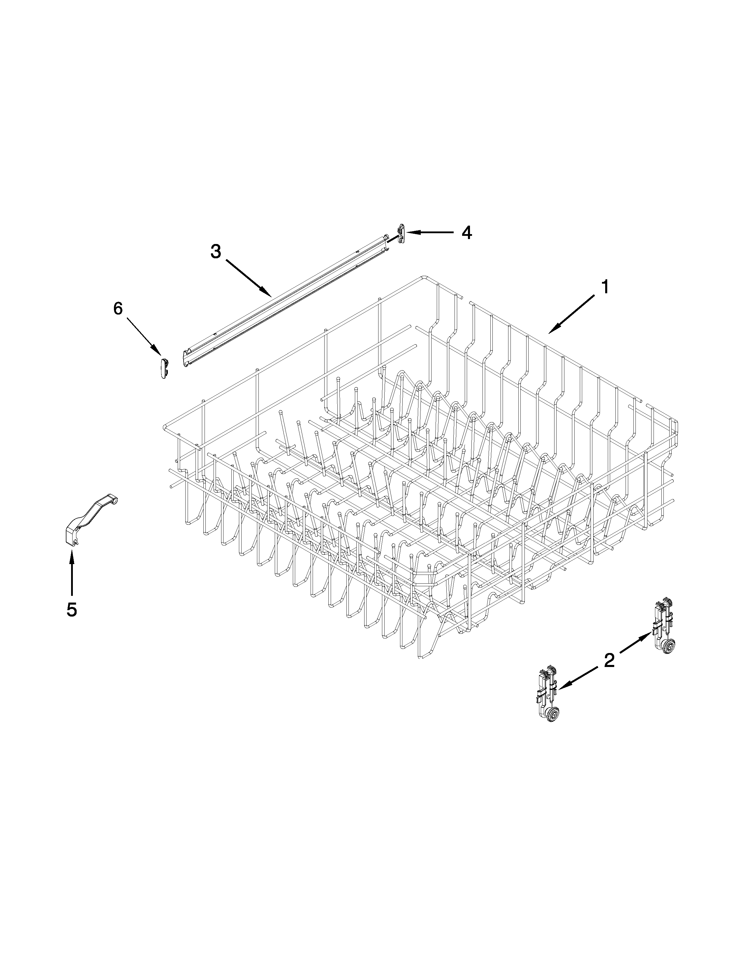 Kenmore 66513479N410 upper rack and track parts diagram