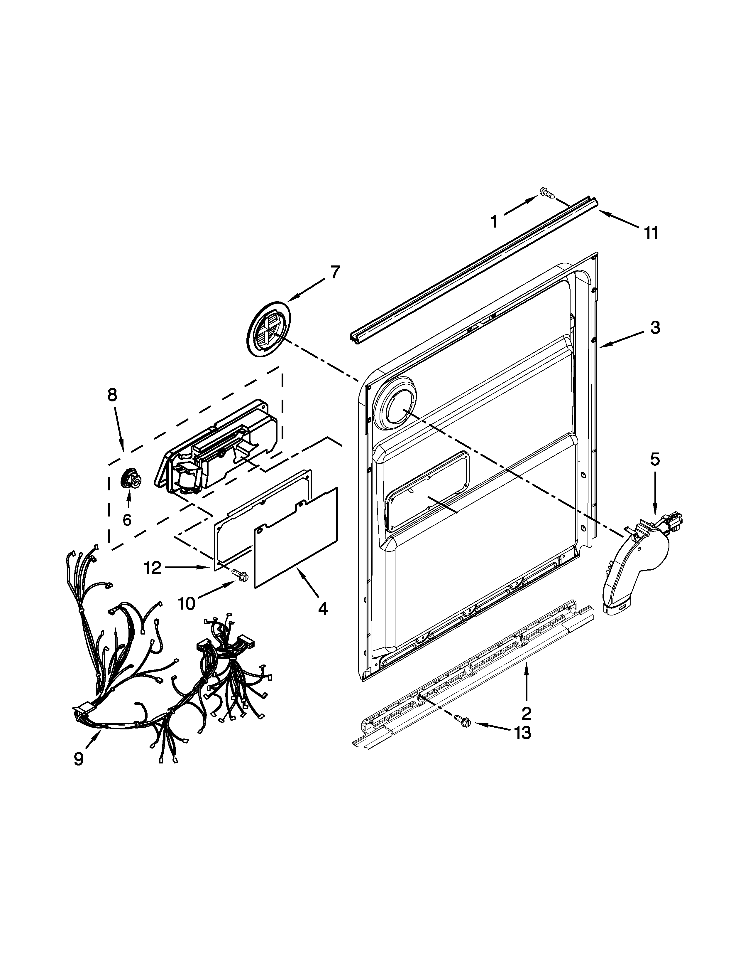 Kenmore 66513543N411 inner door parts diagram