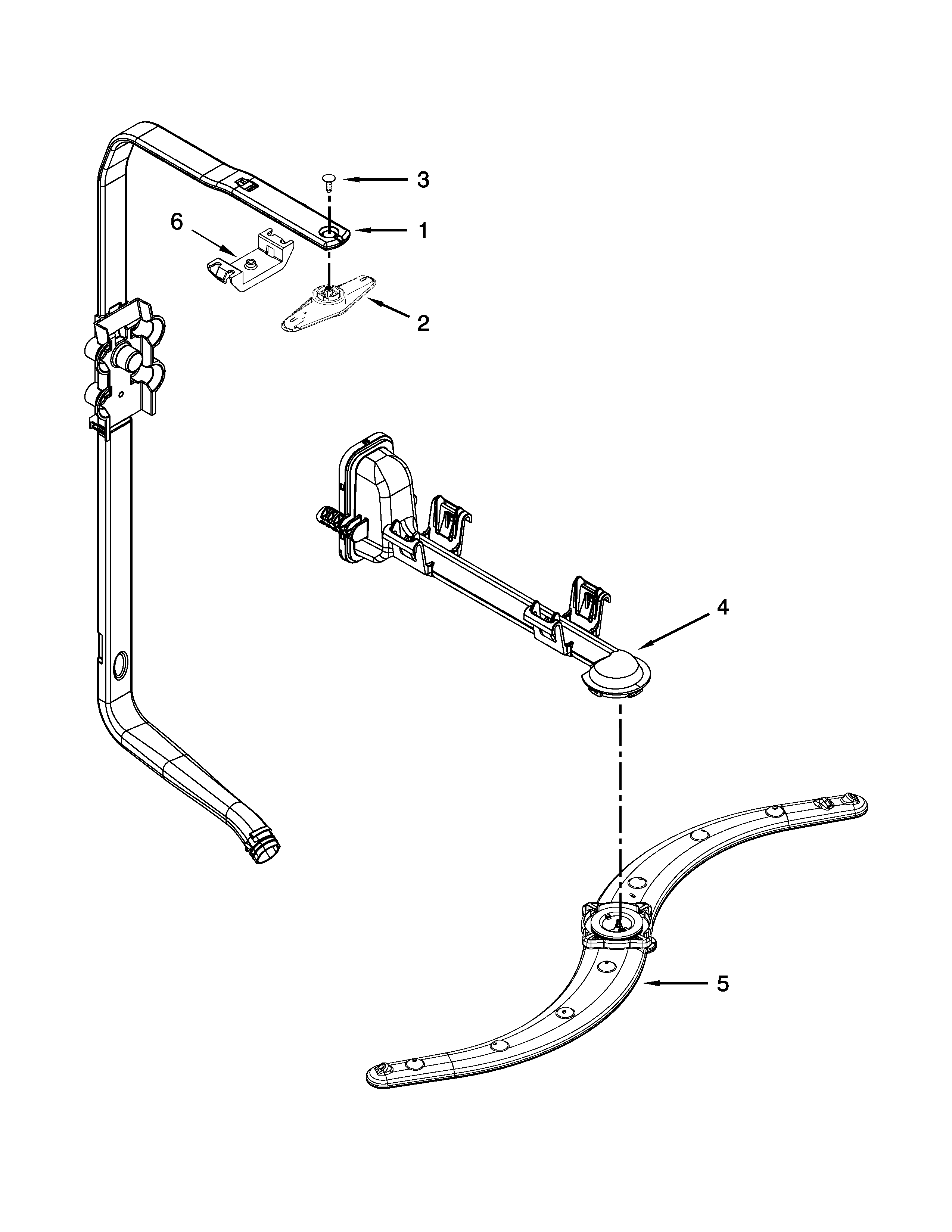 Kenmore 66513543N411 upper wash and rinse parts diagram