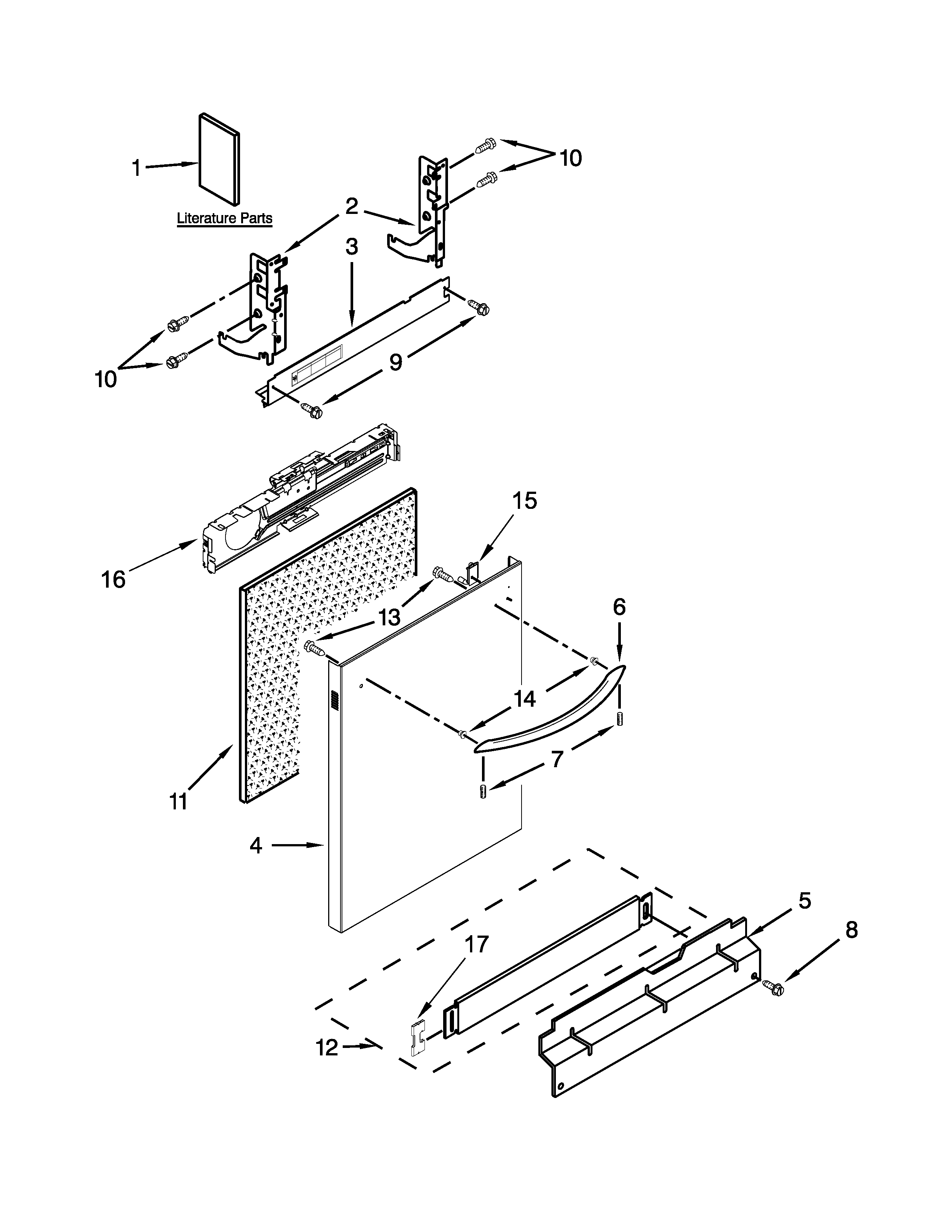 Kenmore 66513693N411 door and panel parts diagram