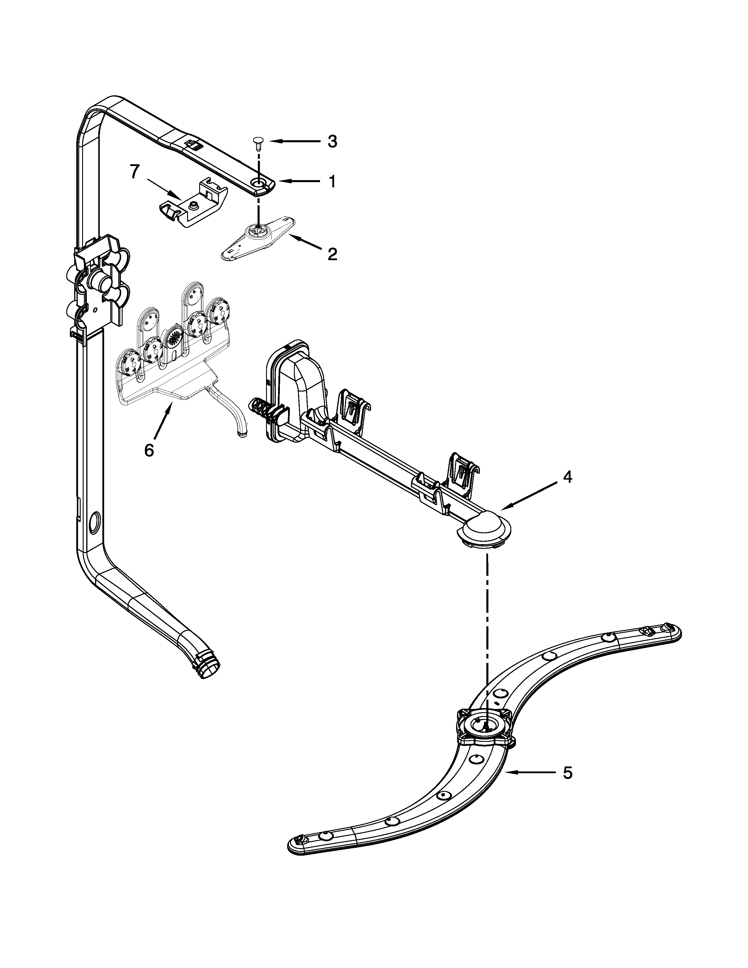 Kenmore 66513693N411 upper wash and rinse parts diagram