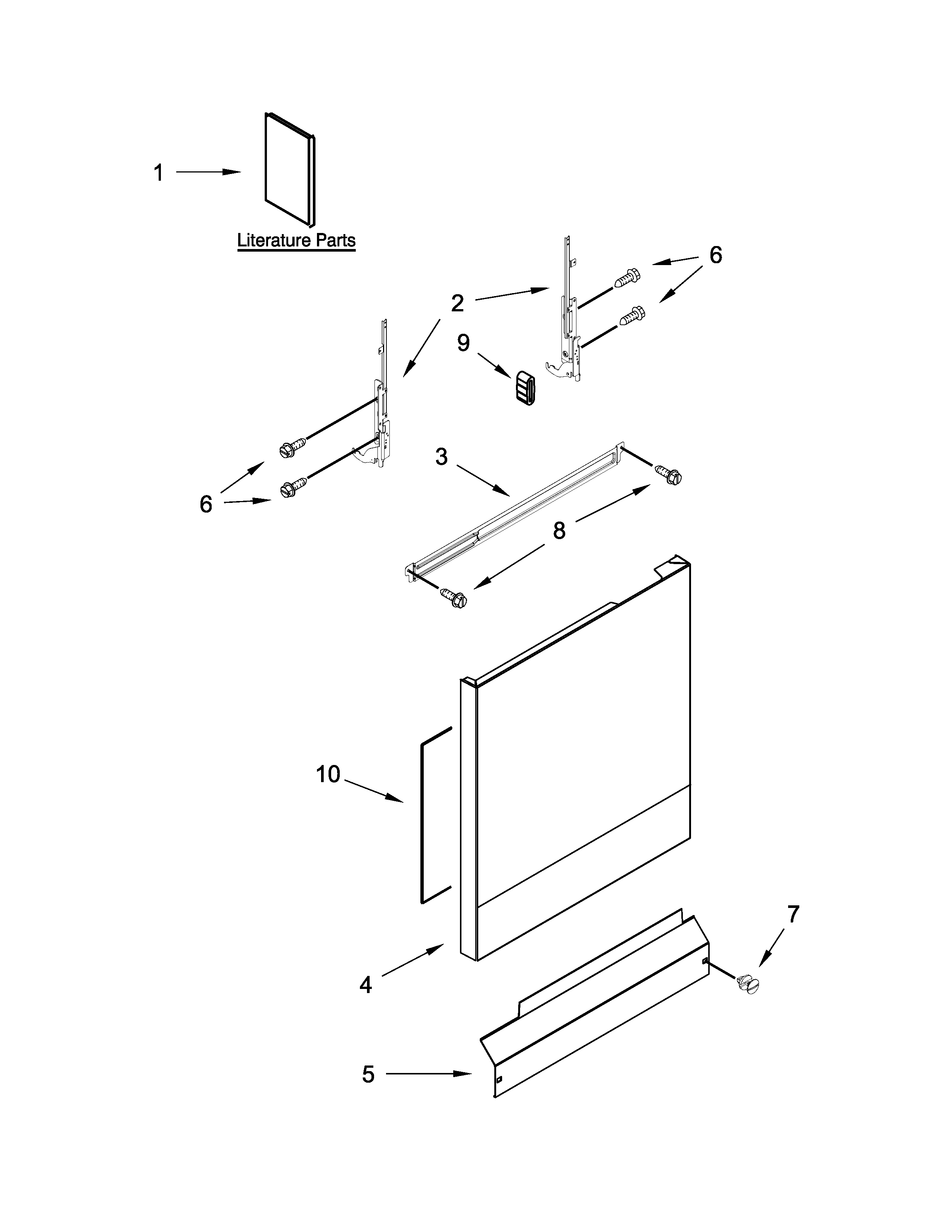 Kenmore 66515113K218 door panel parts diagram