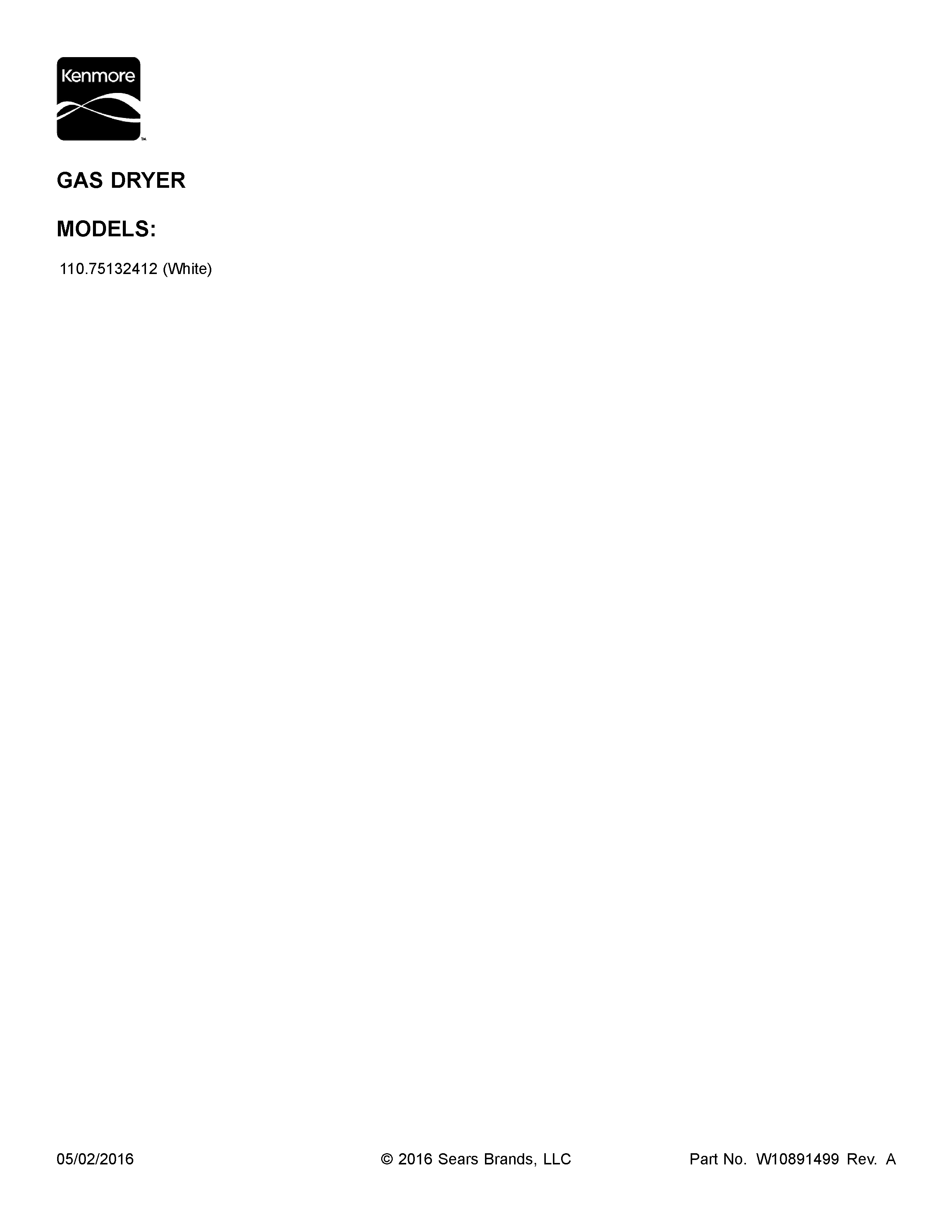 Kenmore 11075132412 cover sheet diagram