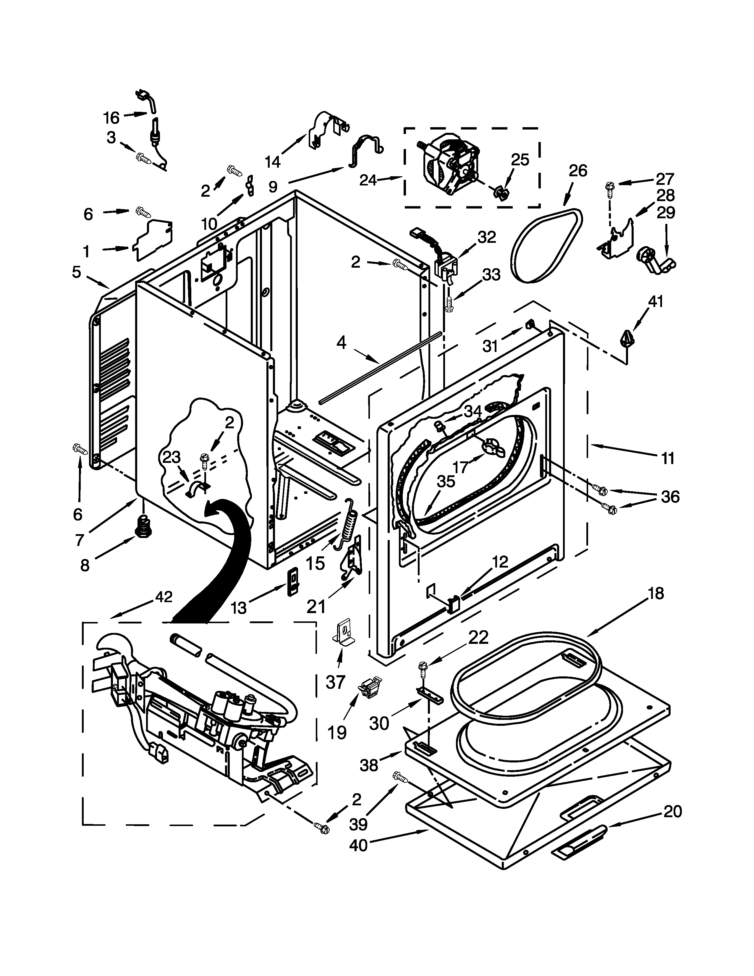 Kenmore 11075132412 cabinet parts diagram