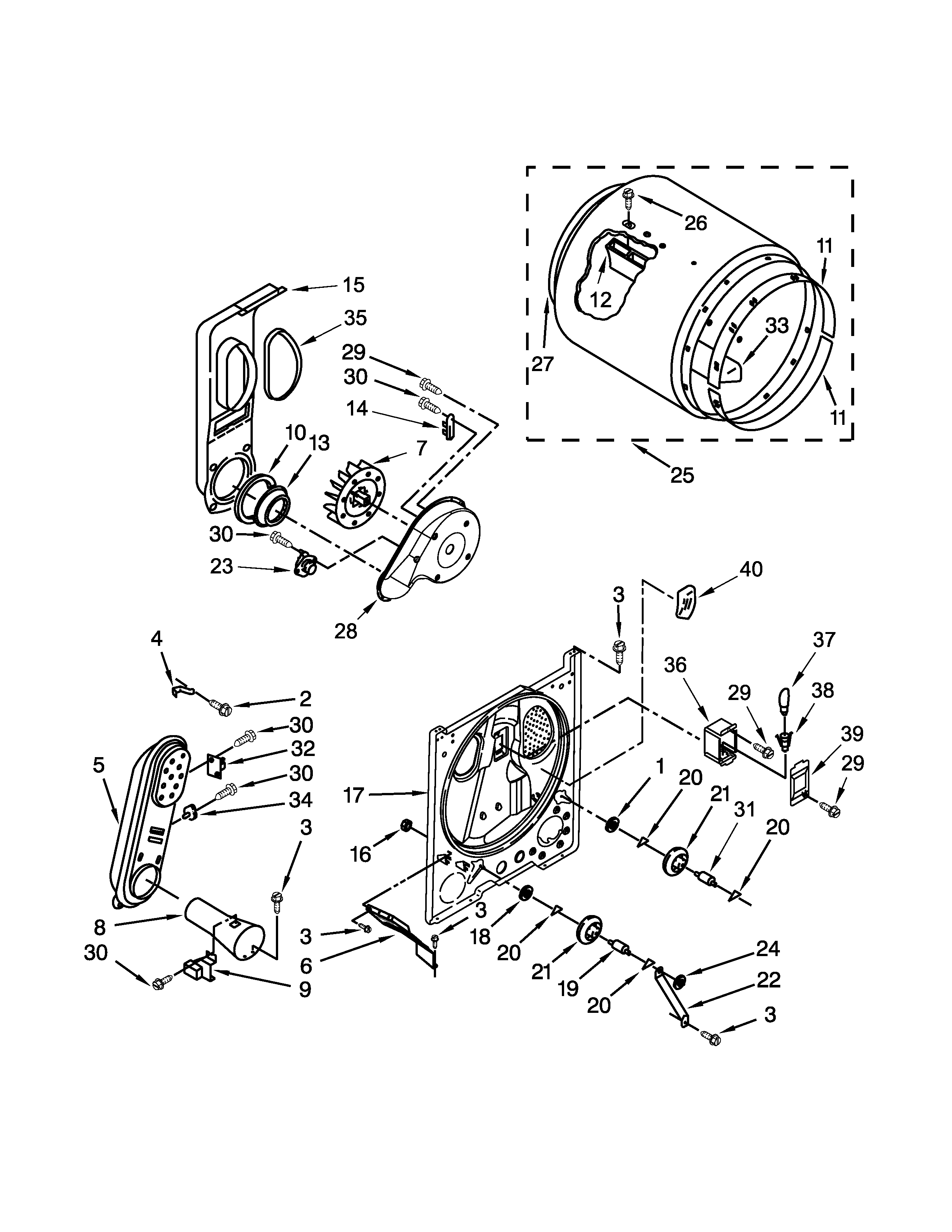 Kenmore 11075132412 bulkhead parts diagram