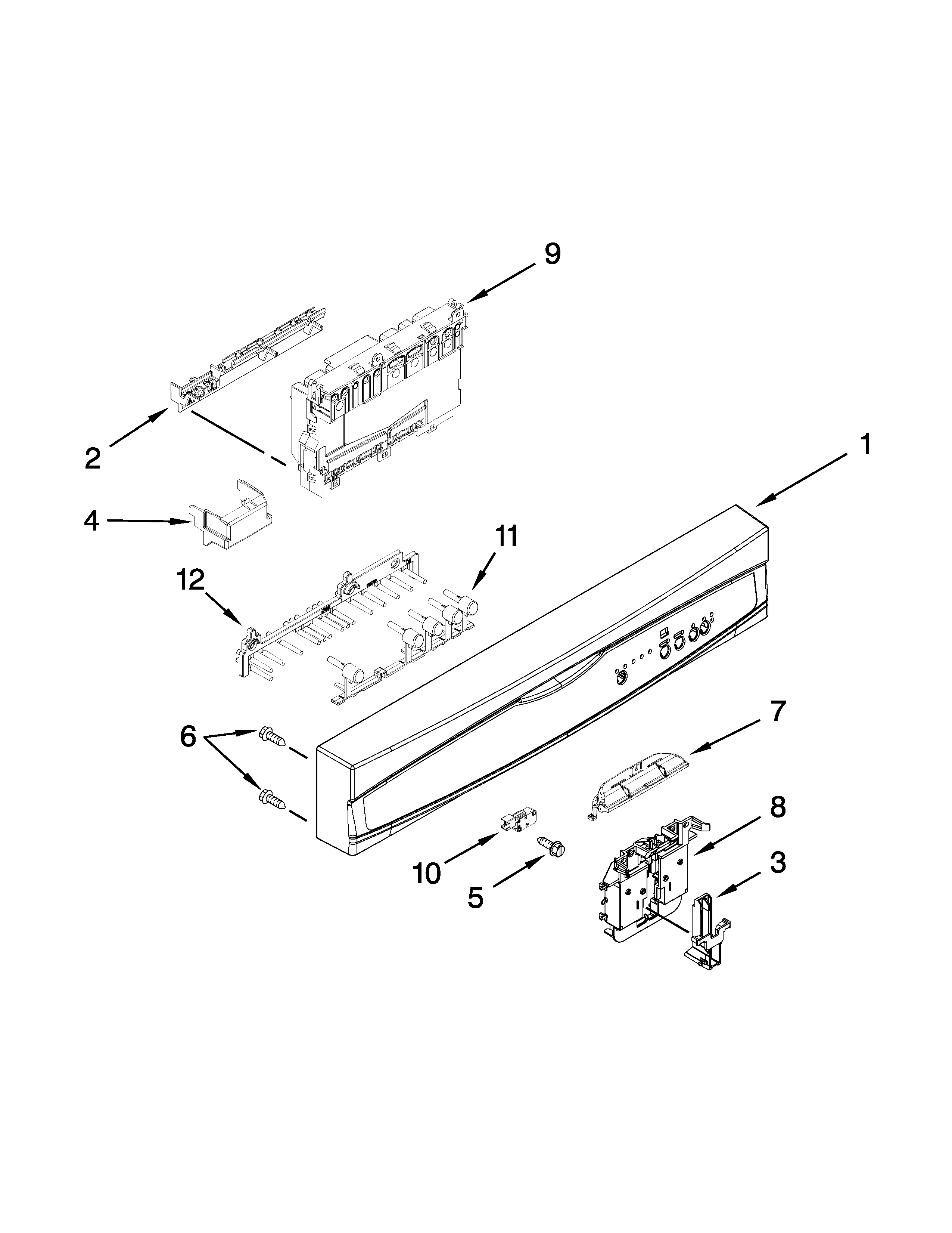 Kenmore 66517159K217 control panel and latch parts diagram