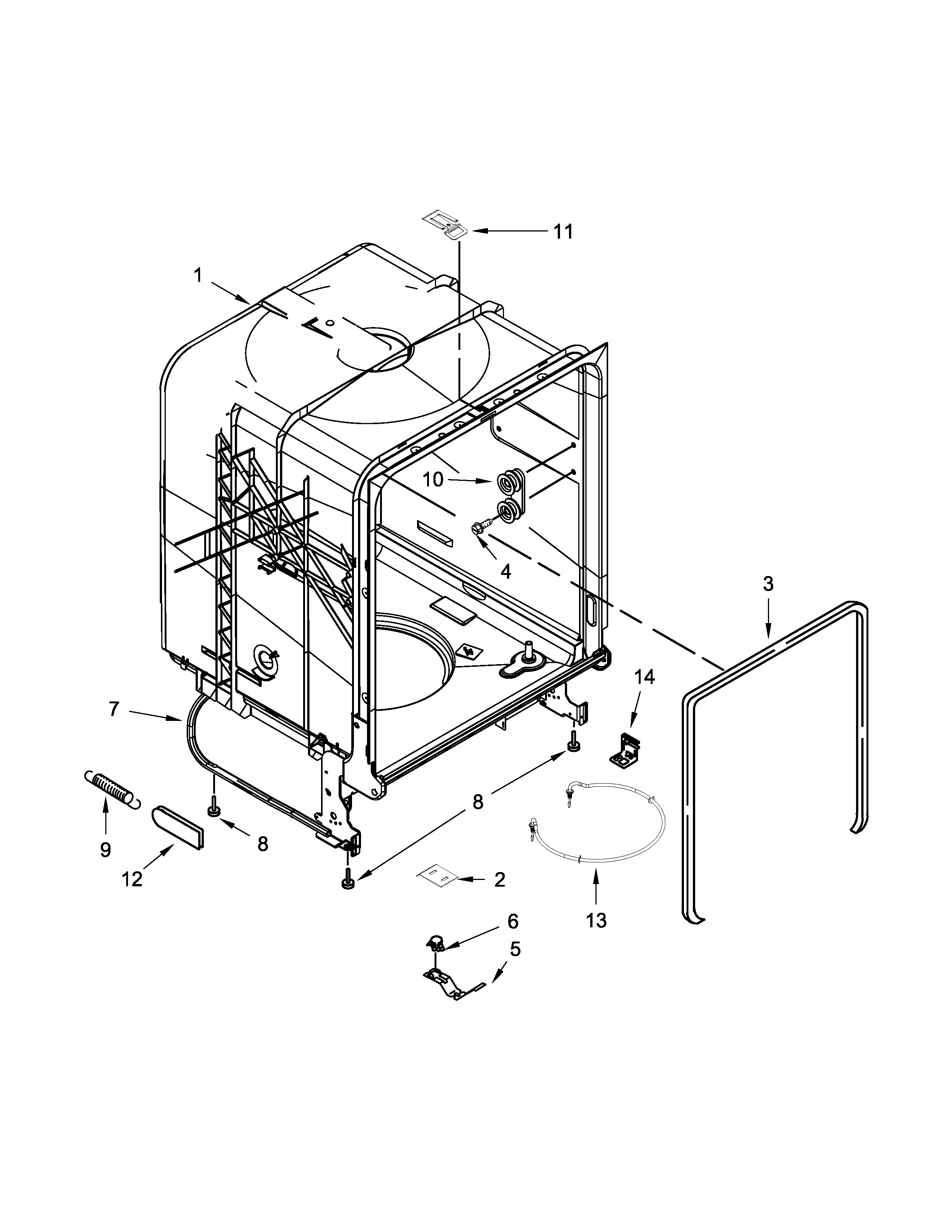 Kenmore 66517159K217 tub and frame parts diagram