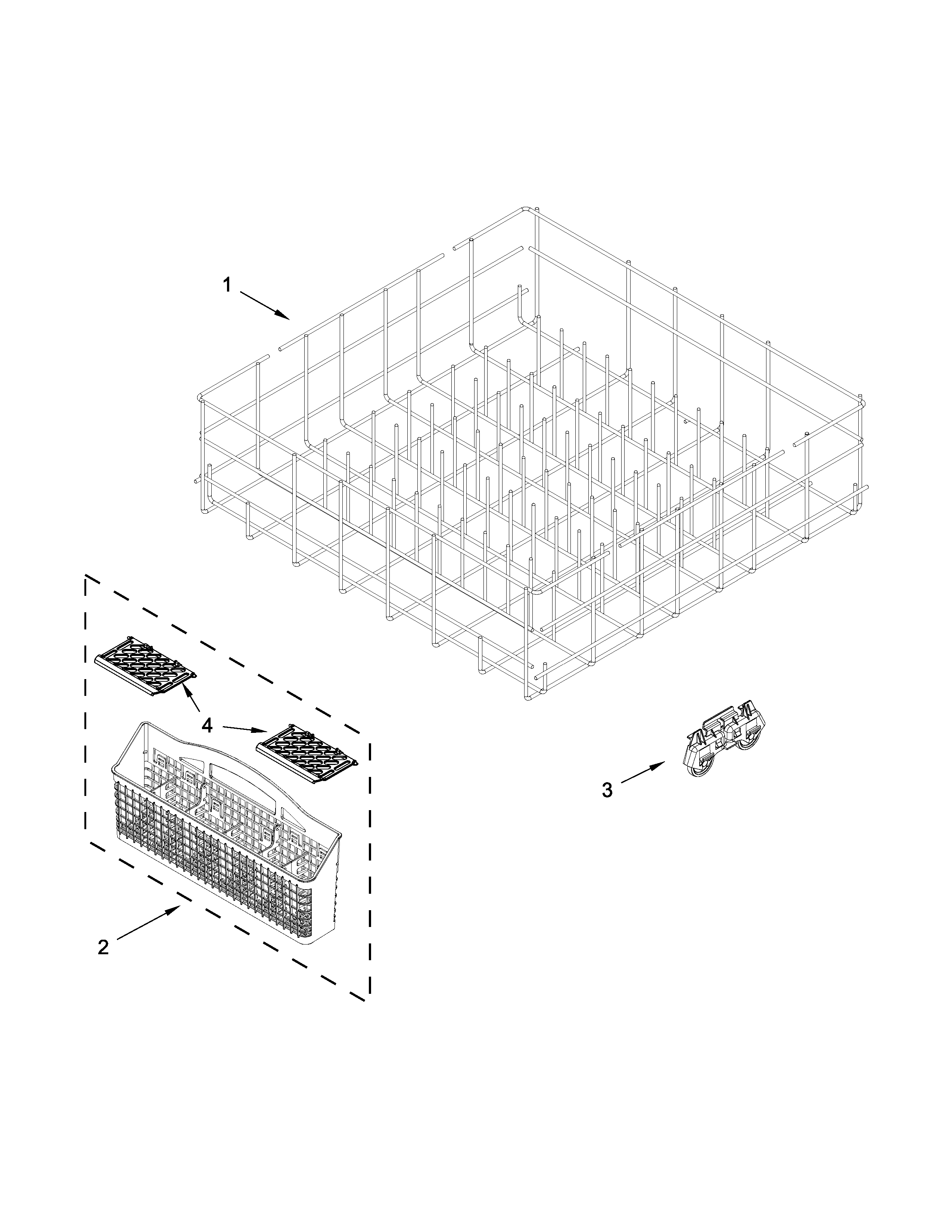 Kenmore 66517159K217 lower rack parts diagram