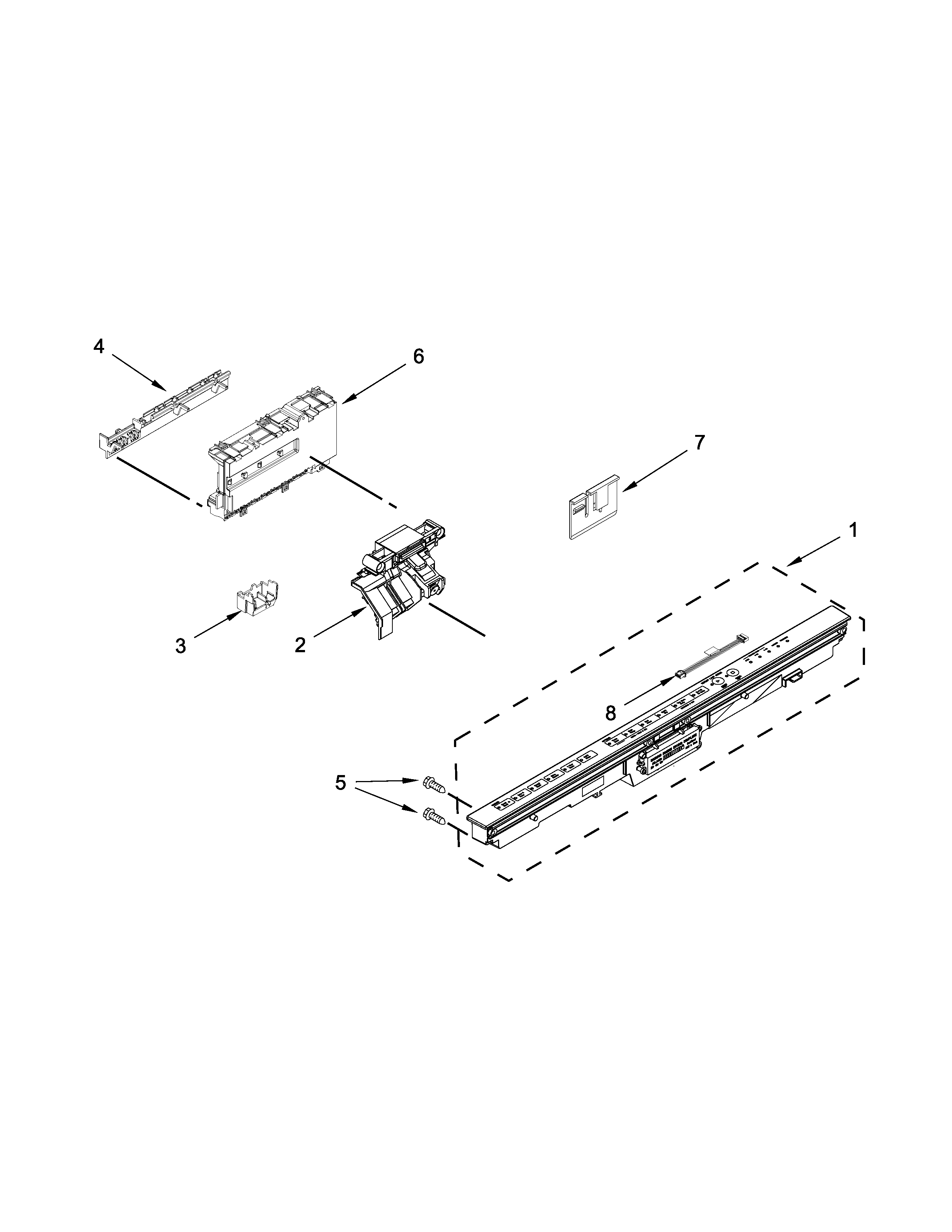 Kenmore Elite 66514815N610 control panel and latch parts diagram