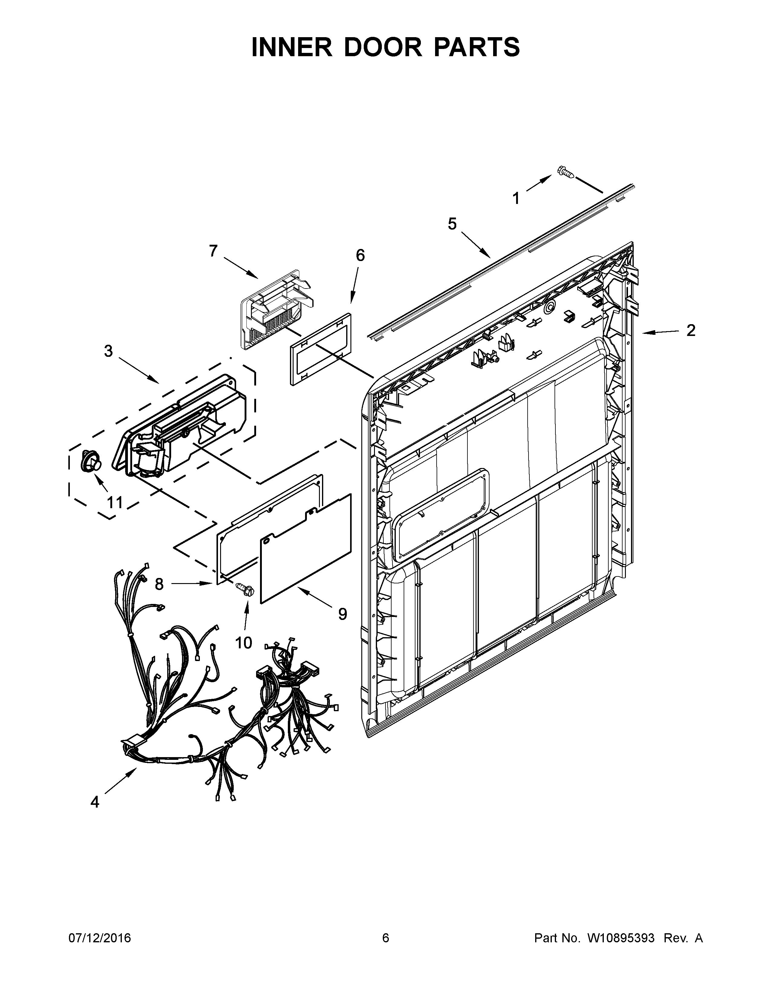 Kenmore 66514429N511 inner door parts diagram