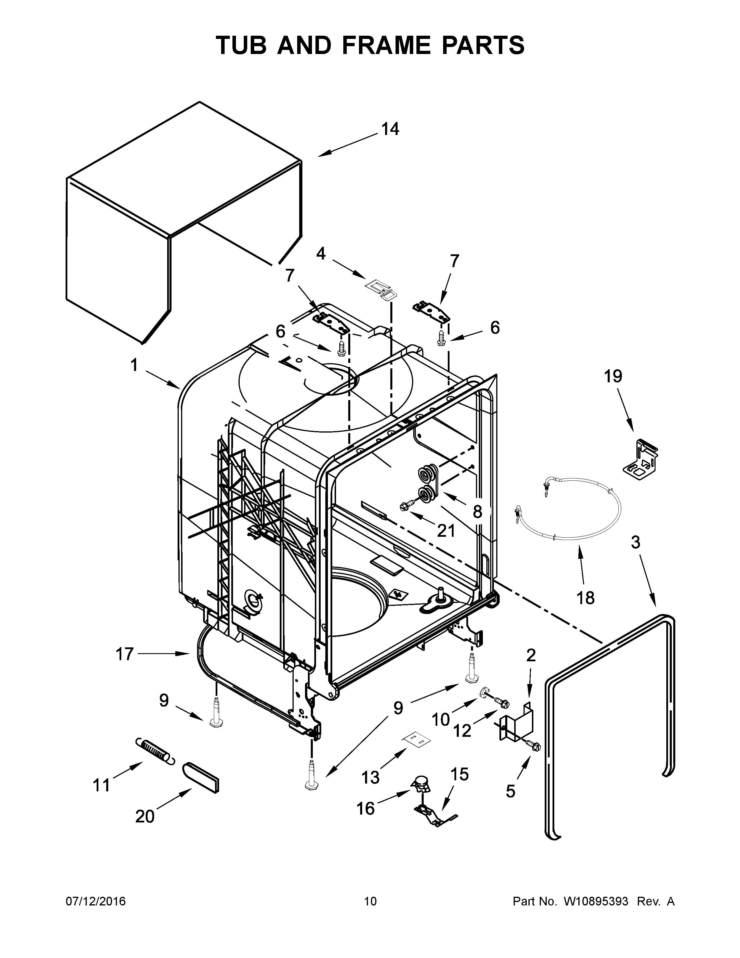 Kenmore 66514429N511 tub and frame parts diagram