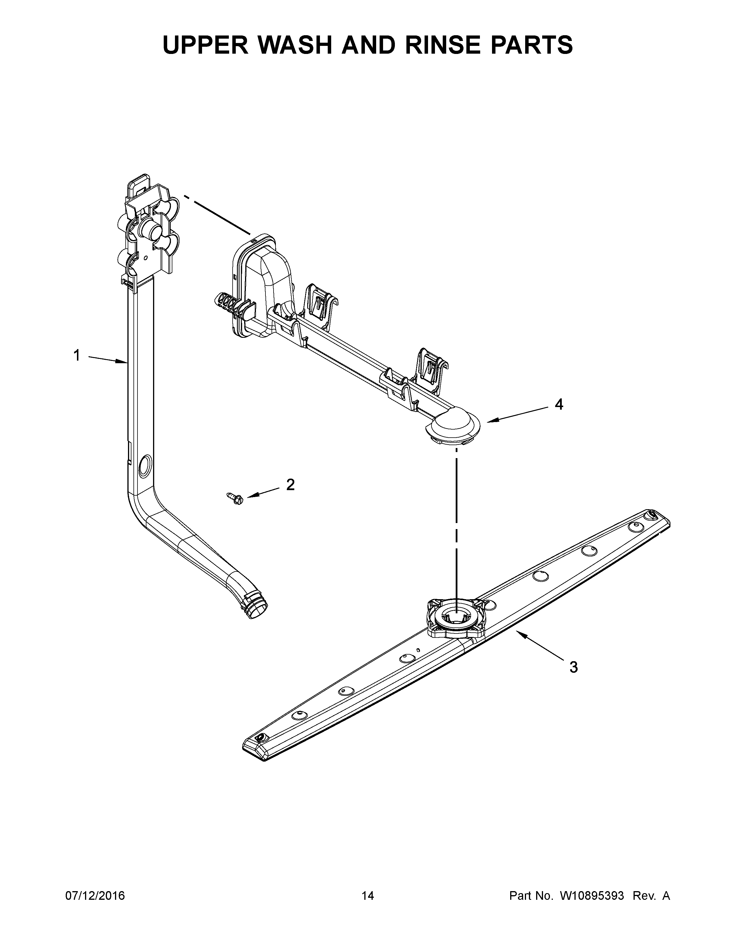 Kenmore 66514429N511 upper wash and rinse parts diagram