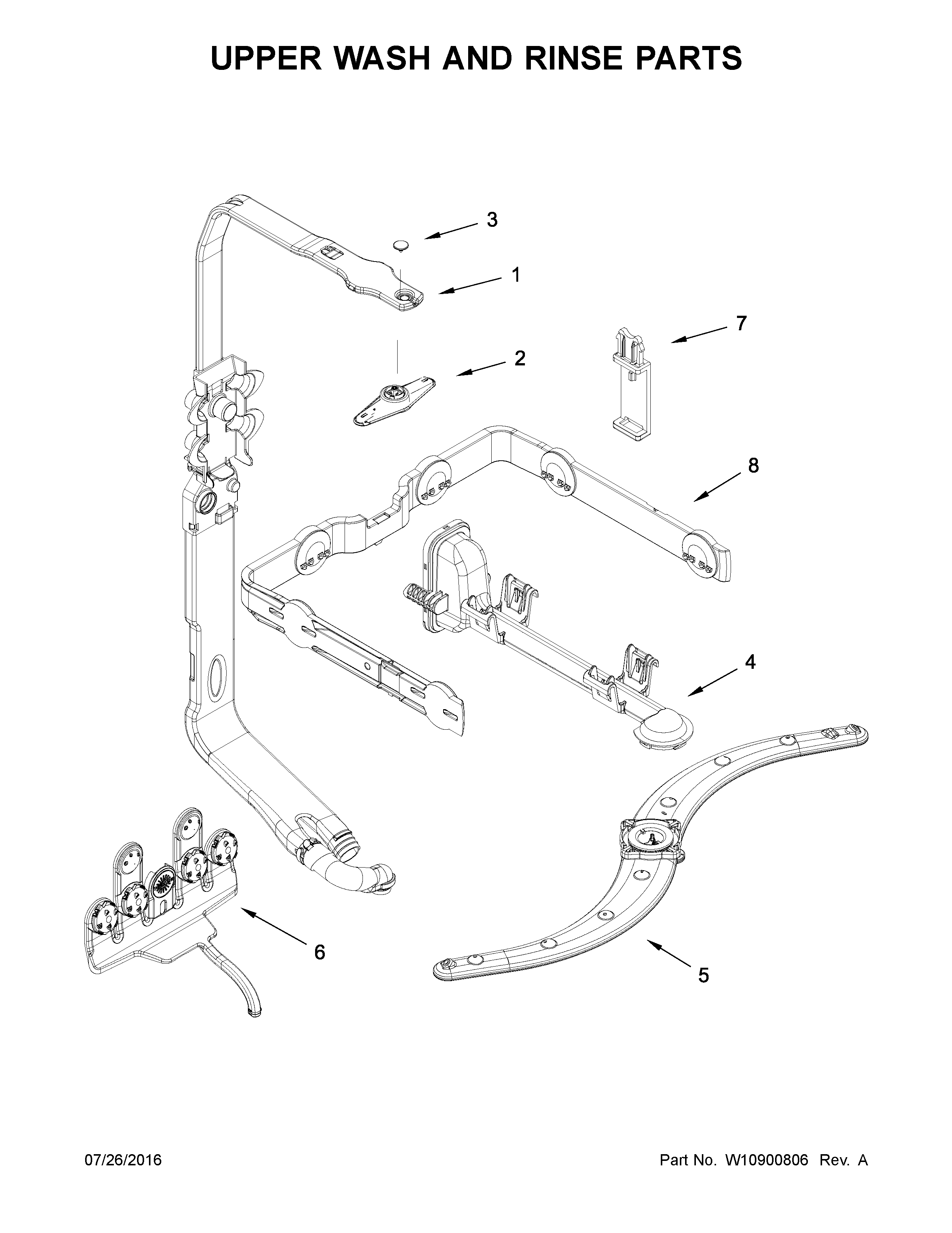 Kenmore Elite 66514812N611 upper wash and rinse parts diagram