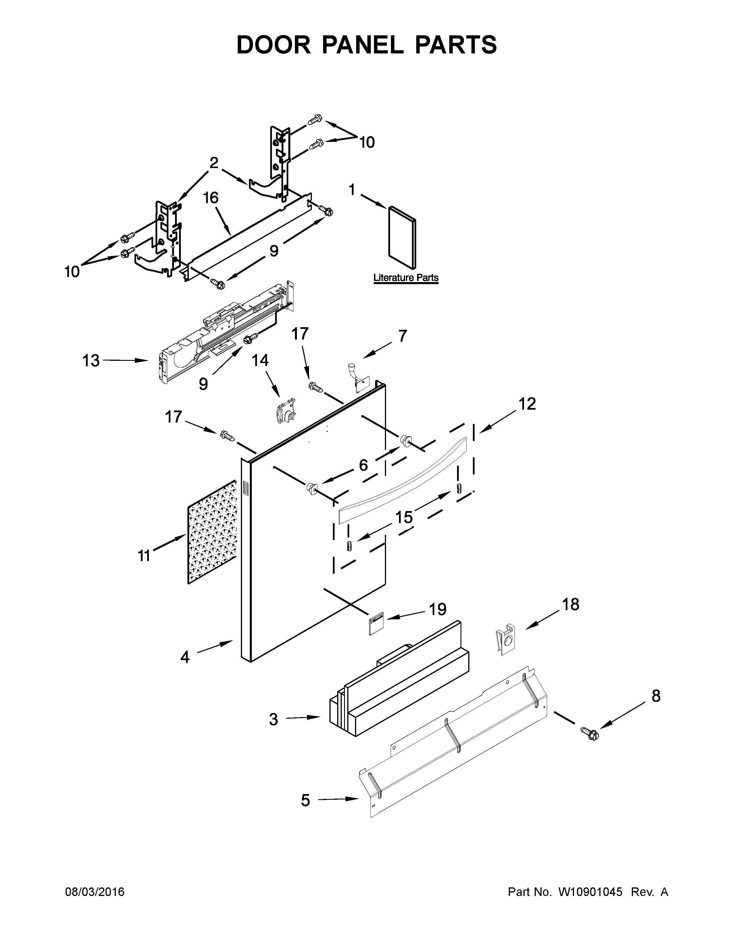 Kenmore Elite 66514815N611 door panel parts diagram