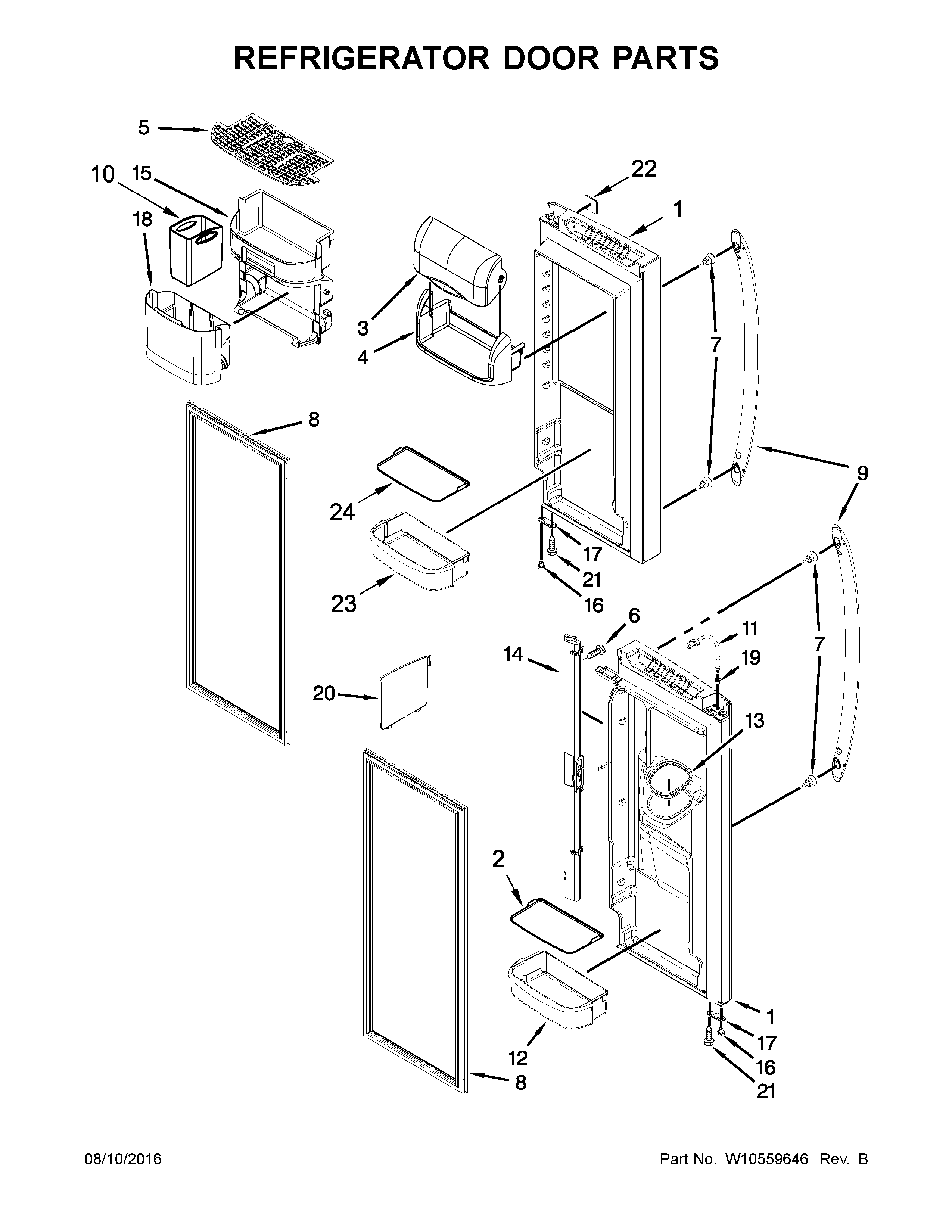 Kenmore 59679243017 refrigerator door parts diagram