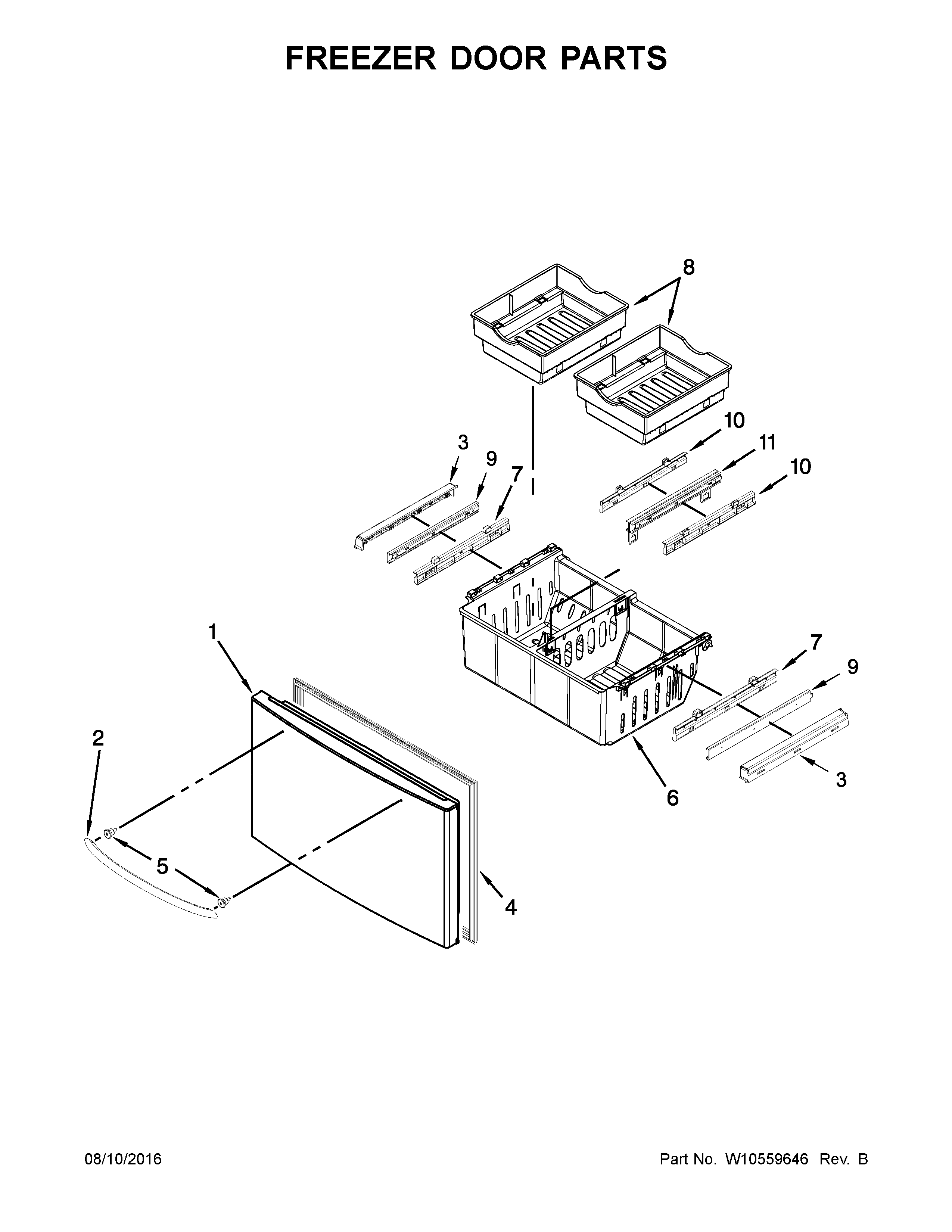 Kenmore 59679243017 freezer door parts diagram