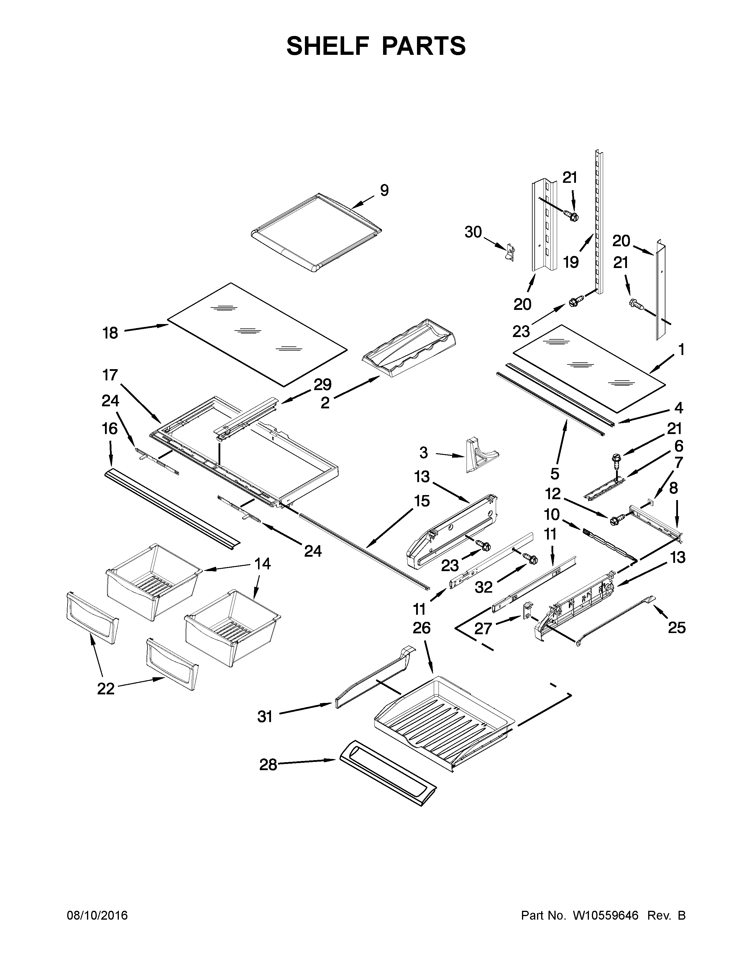 Kenmore 59679243017 shelf parts diagram