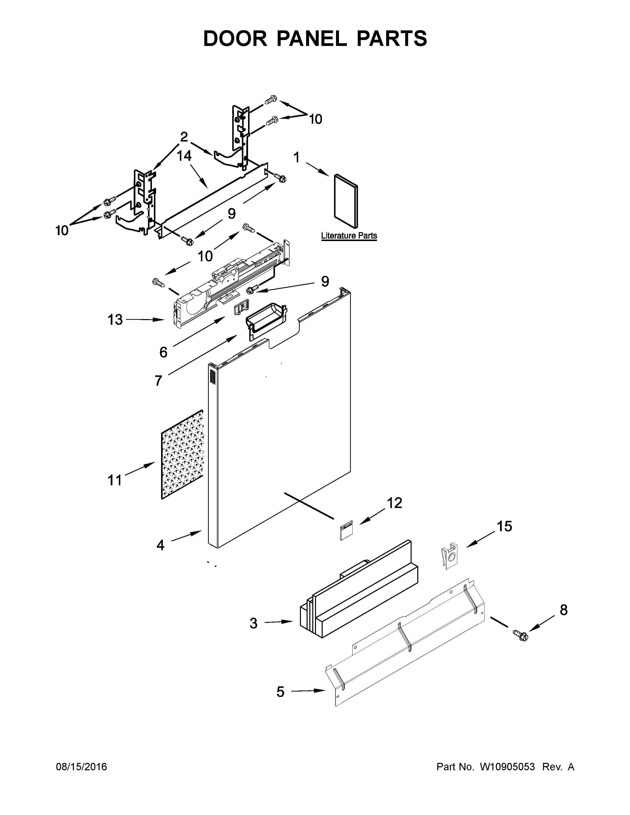 Kenmore Elite 66514743N512 door panel parts diagram