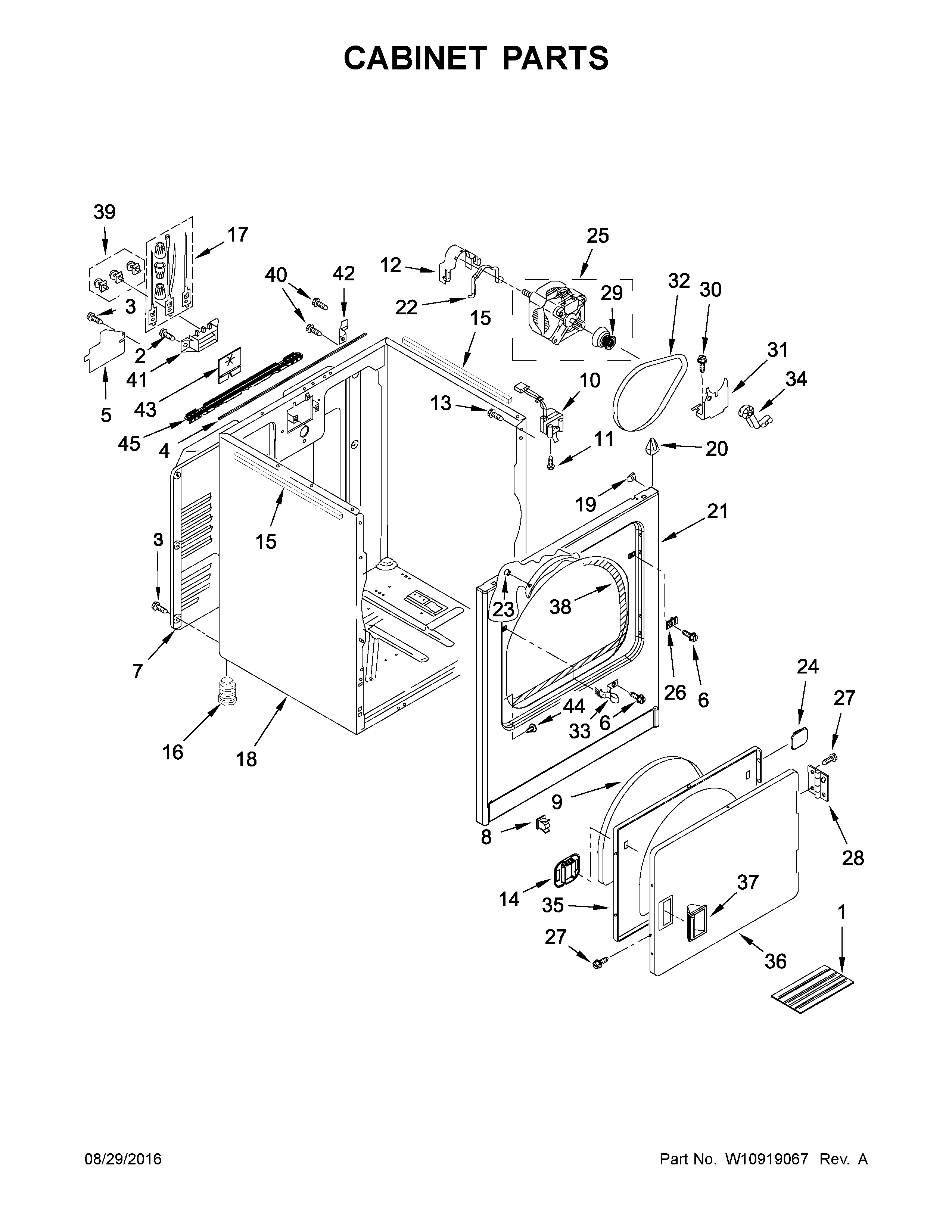 Kenmore 11066134610 cabinet parts diagram