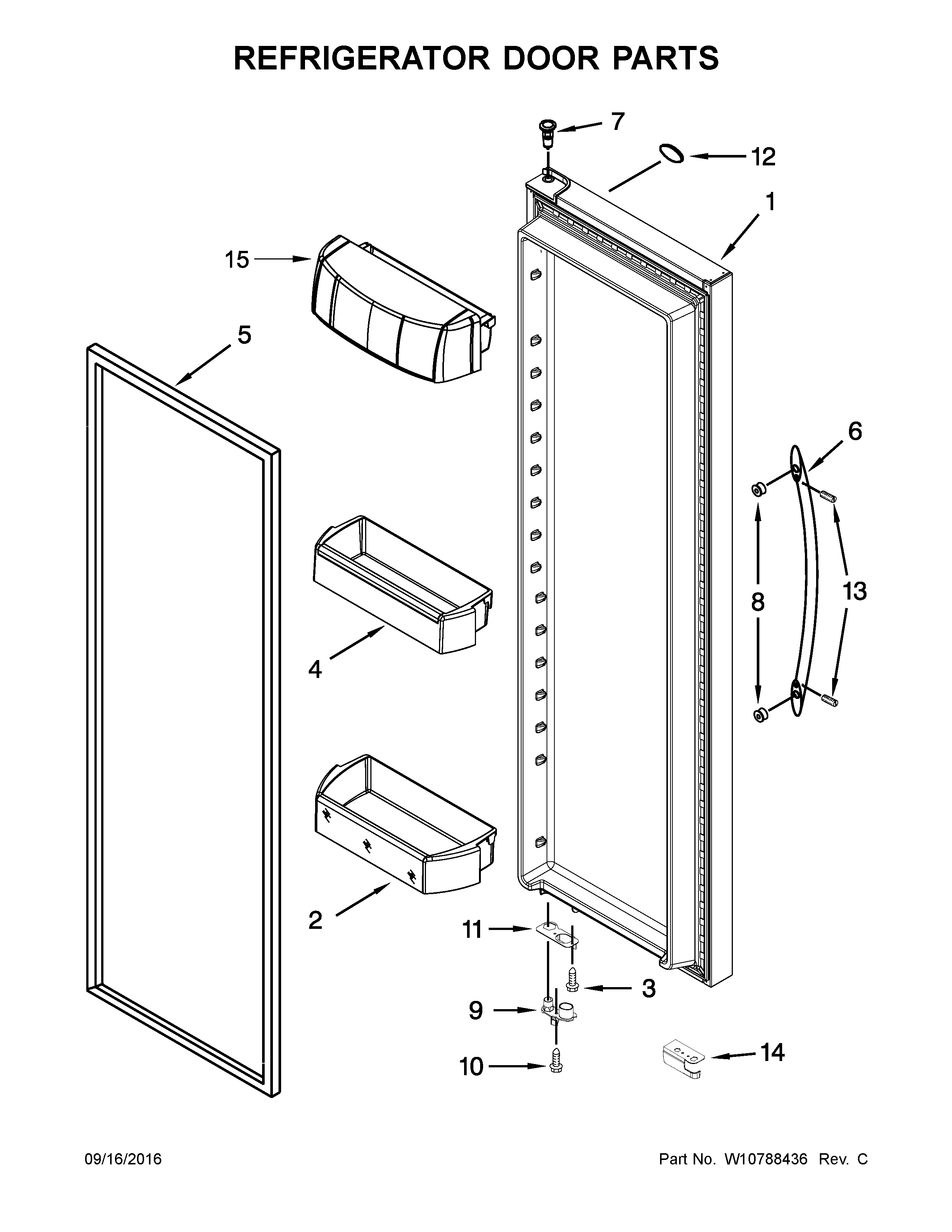 Kenmore 10651764510 refrigerator door parts diagram